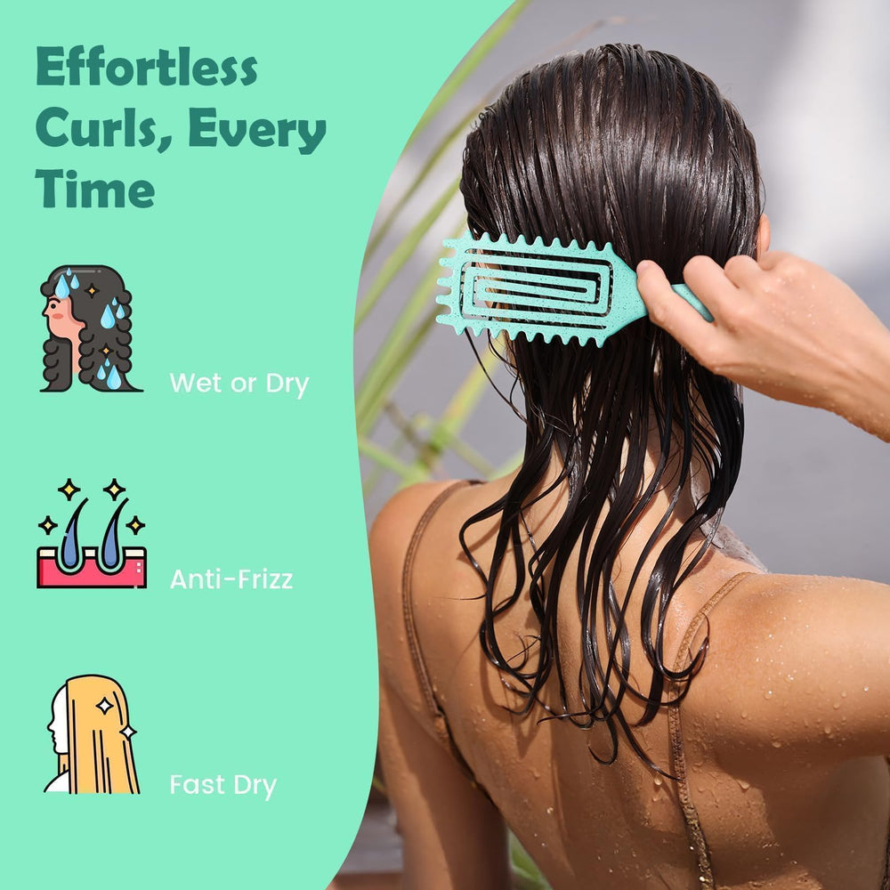 ABOYOY cepillo definidor de rizos ideal para peinado con cabello mojado.
