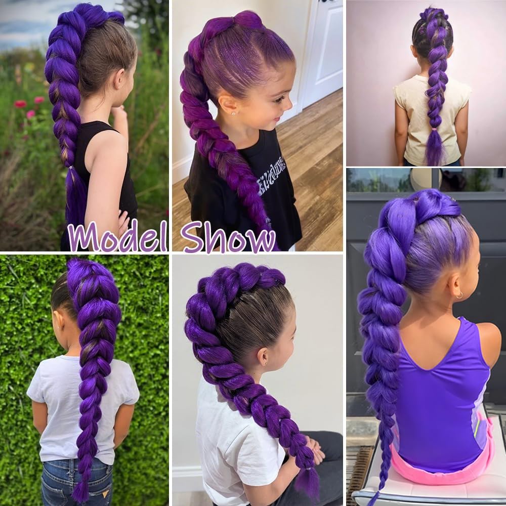 Abrastin pelo trenzado morado 20p, opción versátil para disfraces y fiestas temáticas
