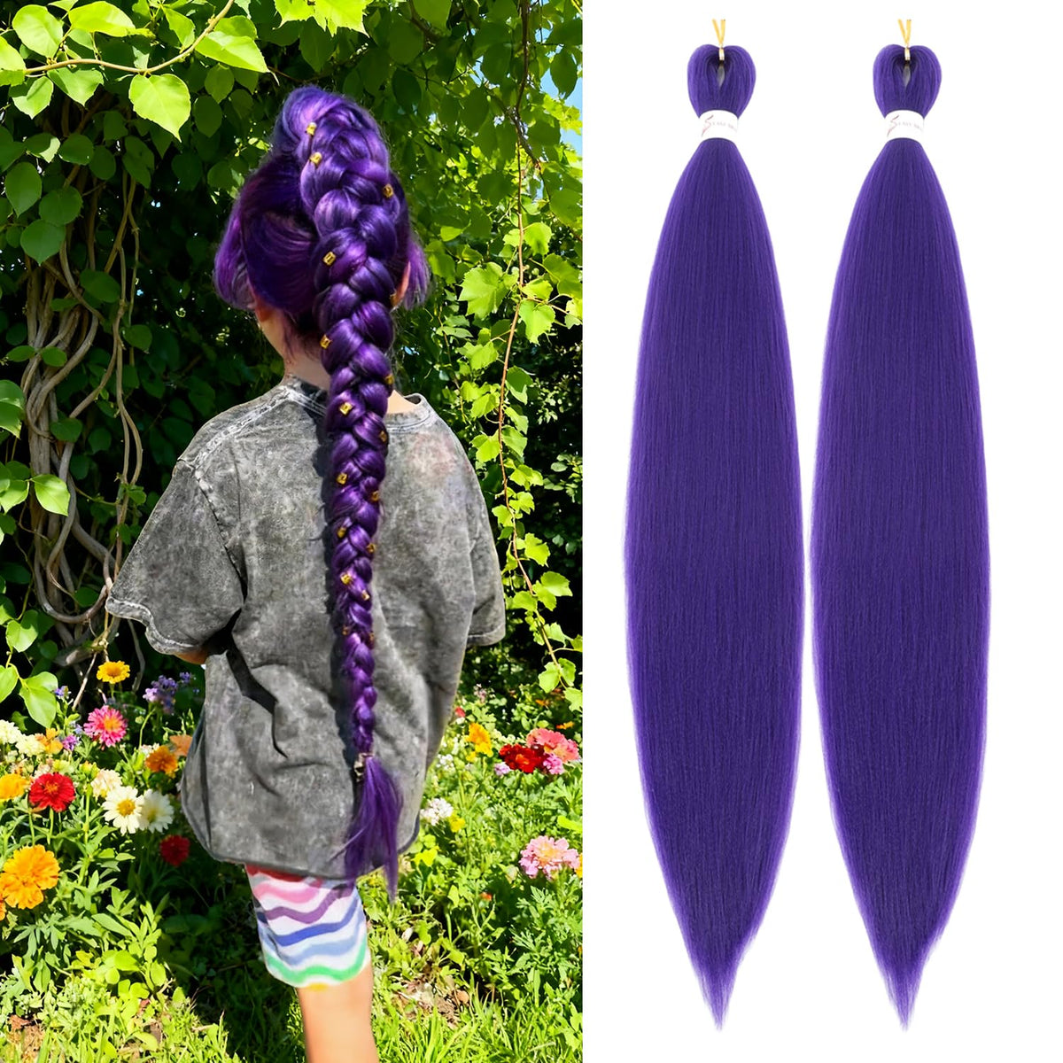 Abrastin pelo trenzado morado 20p: empaque compacto para viaje y almacenamiento