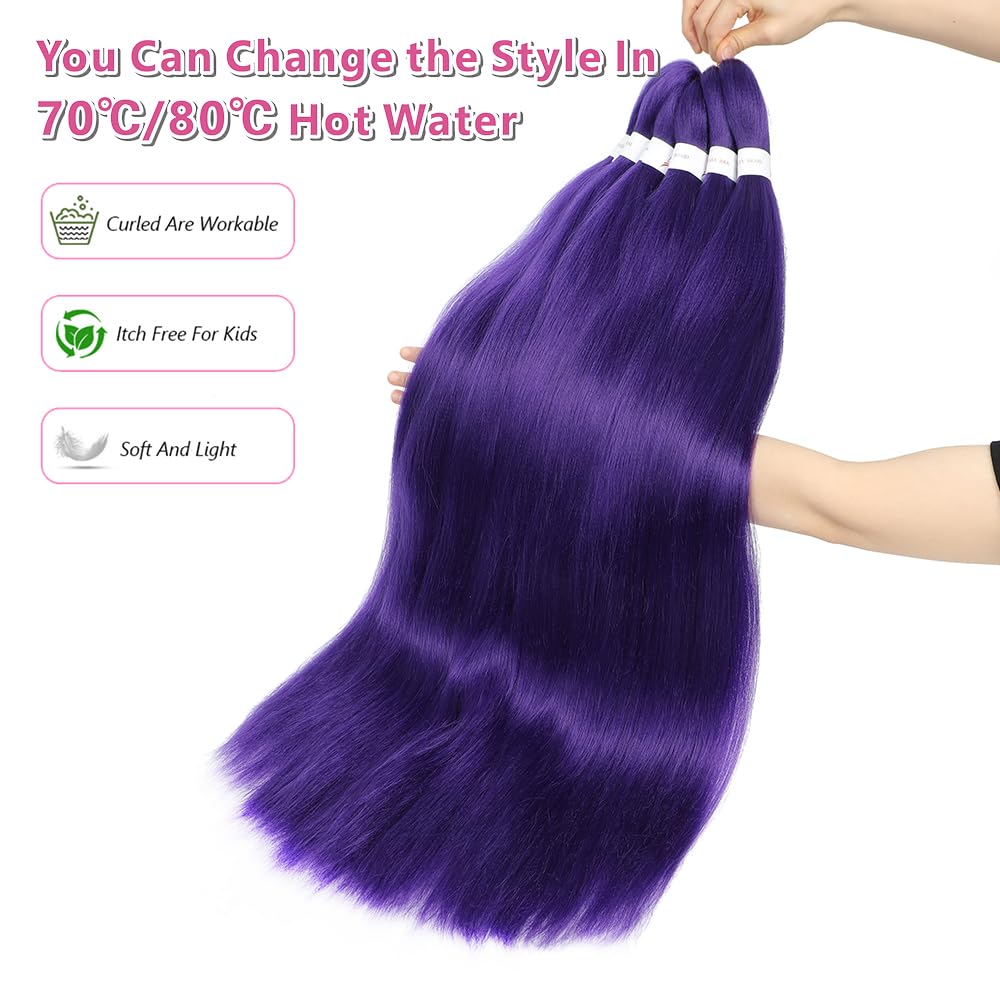 Abrastin pelo trenzado morado 20p, ideal para uso diario y looks rápidos