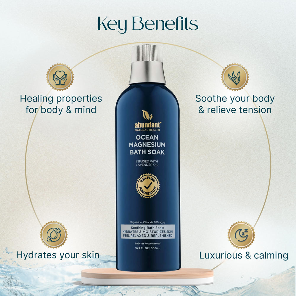 Abundant Natural Health: sales de magnesio puras al 99% para relajación muscular.