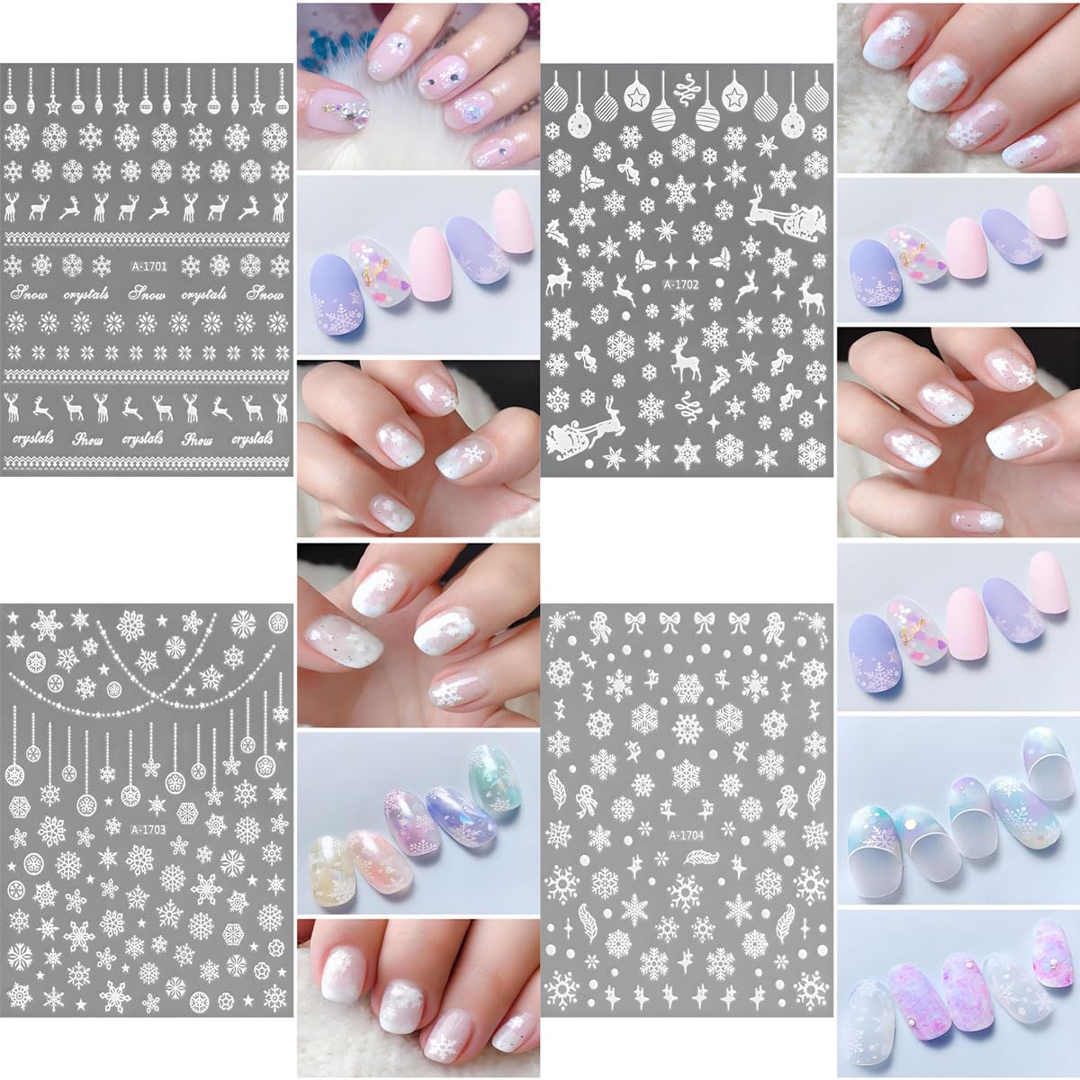 Abxqa pegatinas muñecos de nieve para uñas, añade encanto festivo.