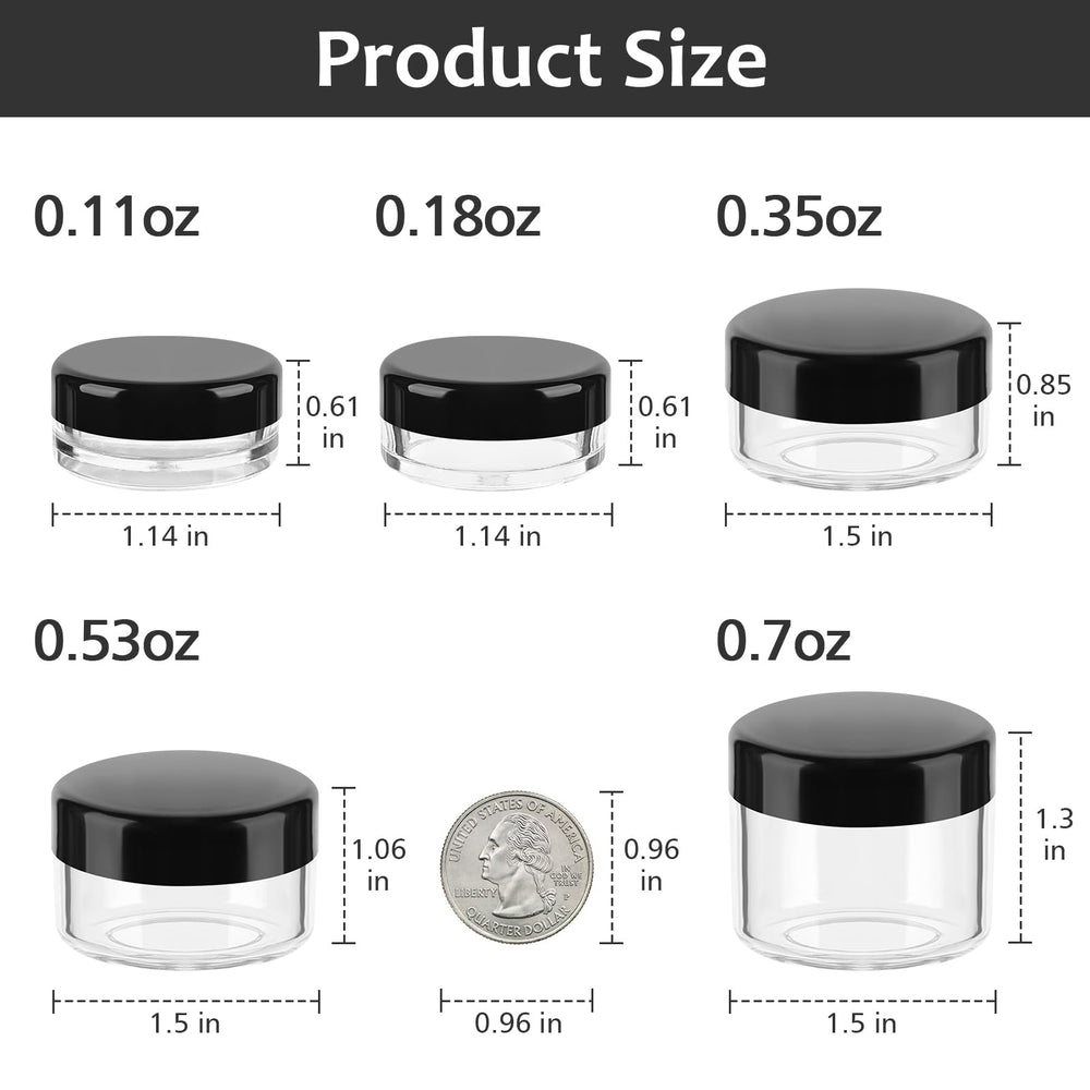 Accmor contenedores maquillaje viaje 5 g con tapa negra, ideales para muestras de cosméticos