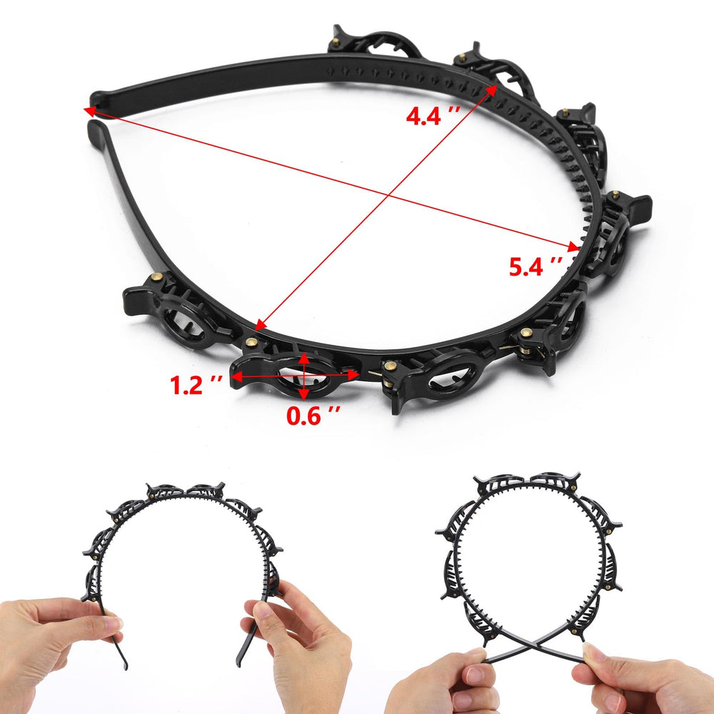 acDesign diadema con pinzas negra, detalle de dientes antideslizantes