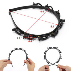 acDesign diadema con pinzas negra, detalle de dientes antideslizantes