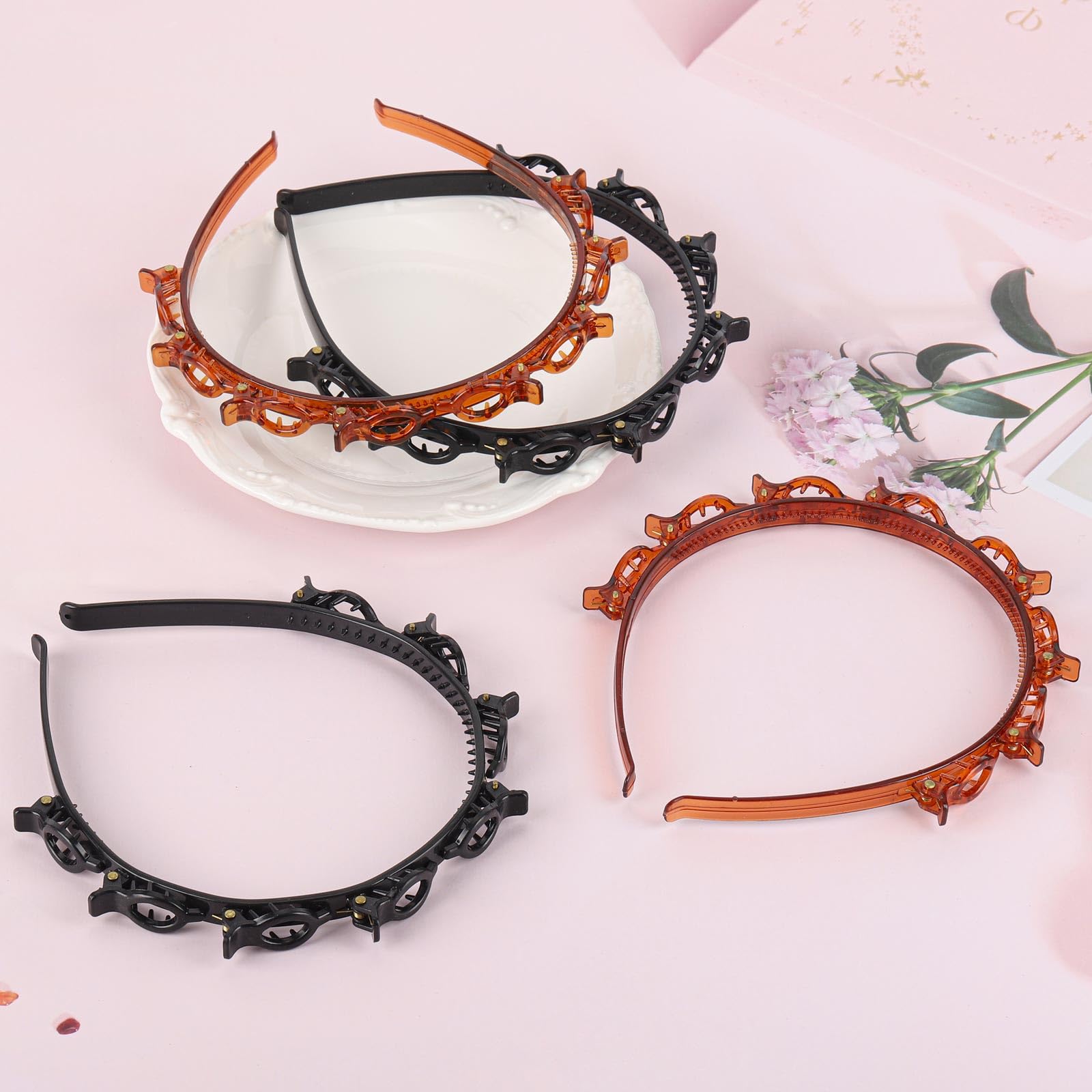 acDesign diadema con pinzas roja, cierre seguro y acabado llamativo