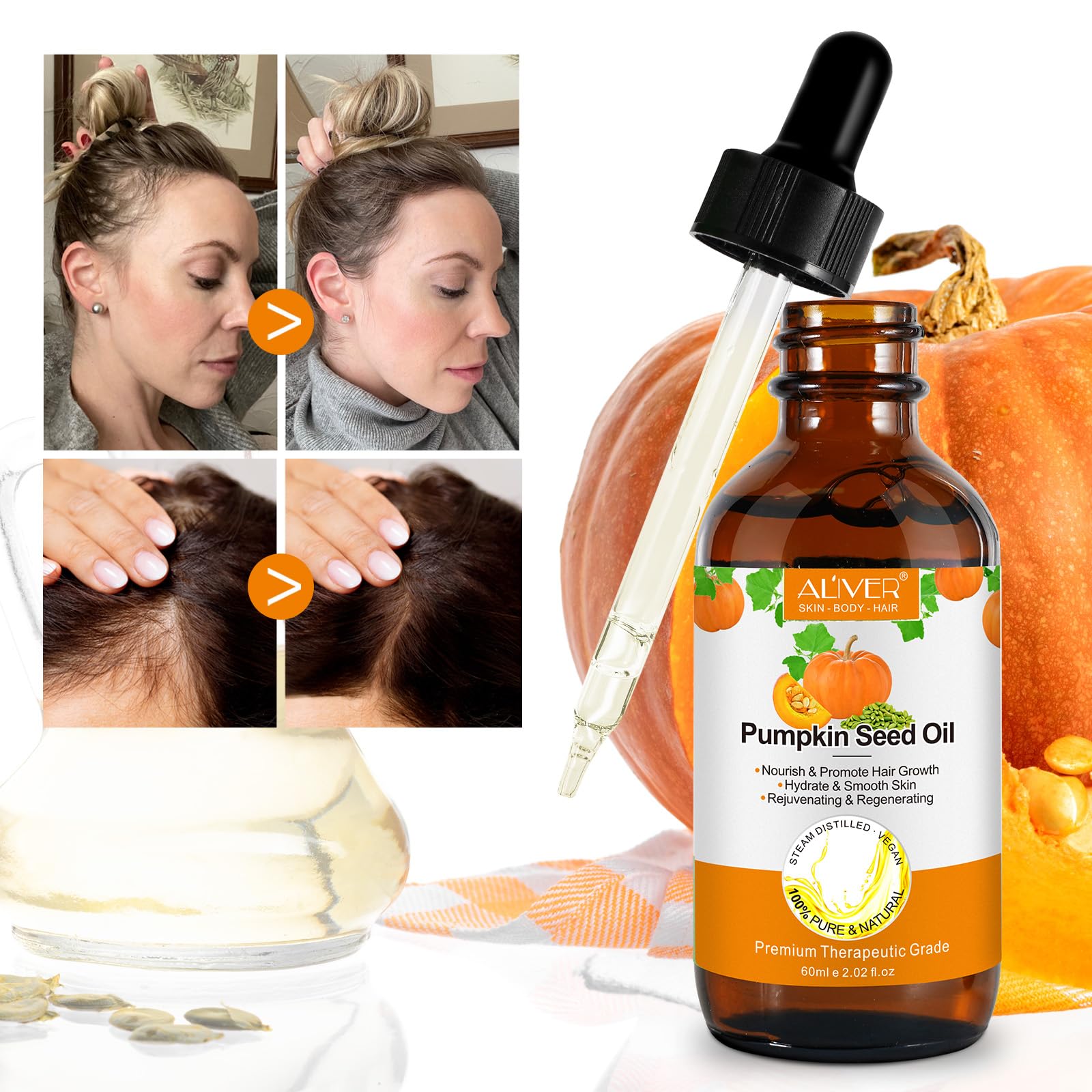 Aceite de semilla de calabaza — cuidado facial diario para piel suave.