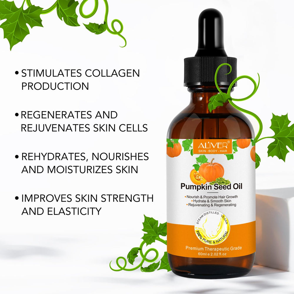 Aceite de semilla de calabaza — fórmula natural rica en ácidos grasos y vitaminas.