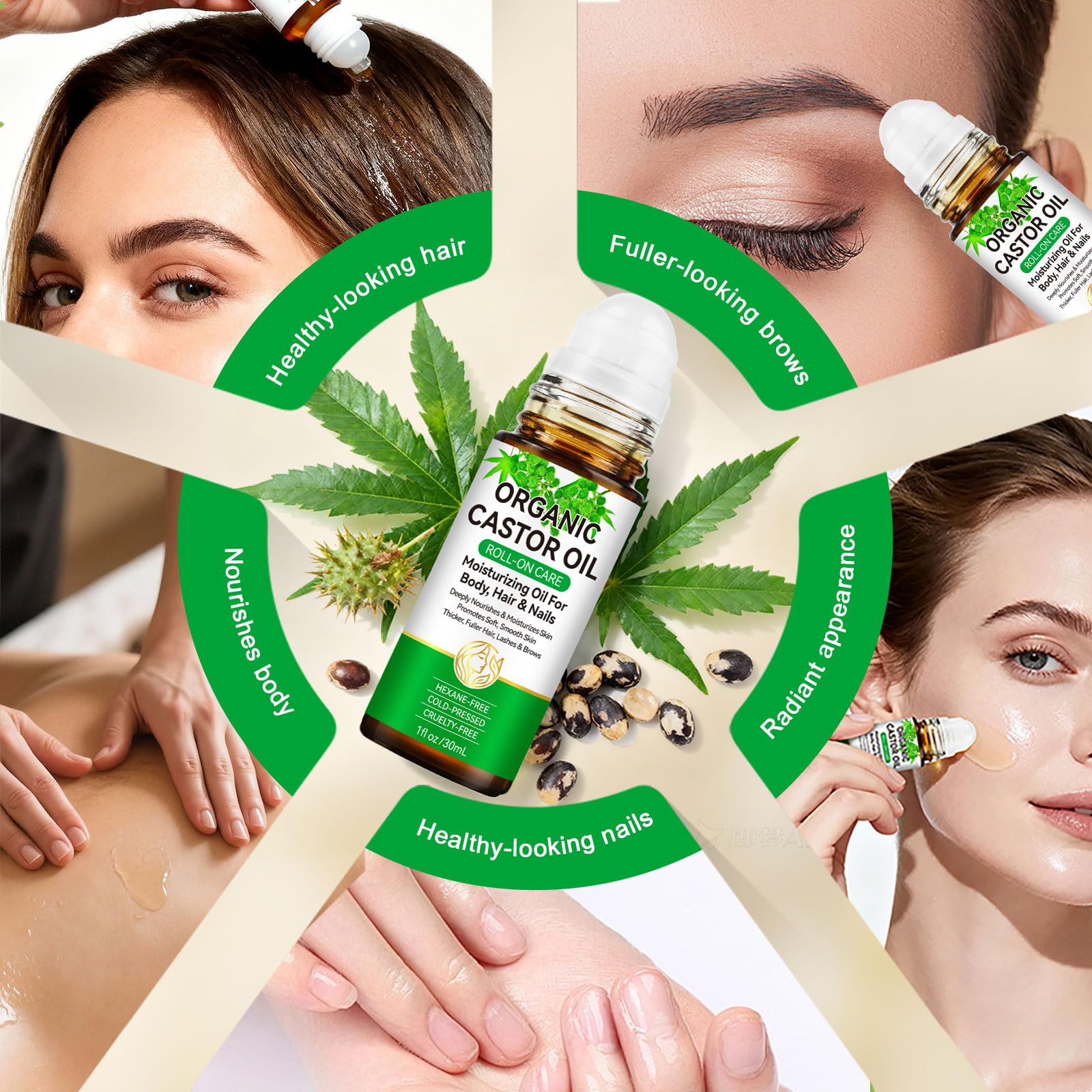 Cabello con brillo y nutrición gracias al aceite de ricino.