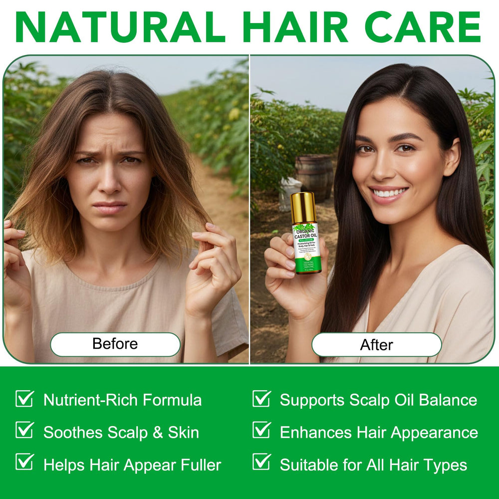 Rutinario multiuso de aceite de ricino para piel y cabello.