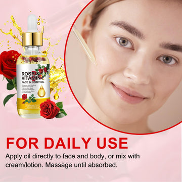 Aceite Rosa Vitamina E: gota para aplicación suave.