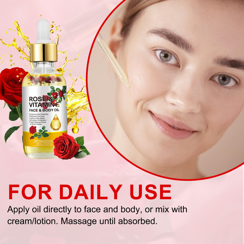 Aceite Rosa Vitamina E: gota para aplicación suave.