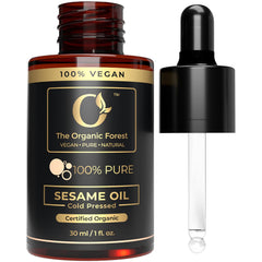 The Organic Forest Aceite de sésamo orgánico en botella, hidratación diaria de la piel.