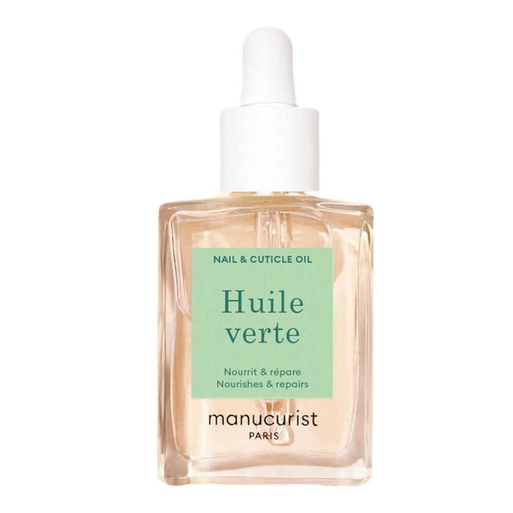 Manucurist aceite verde, aplicación en cutículas, hidrata la piel.