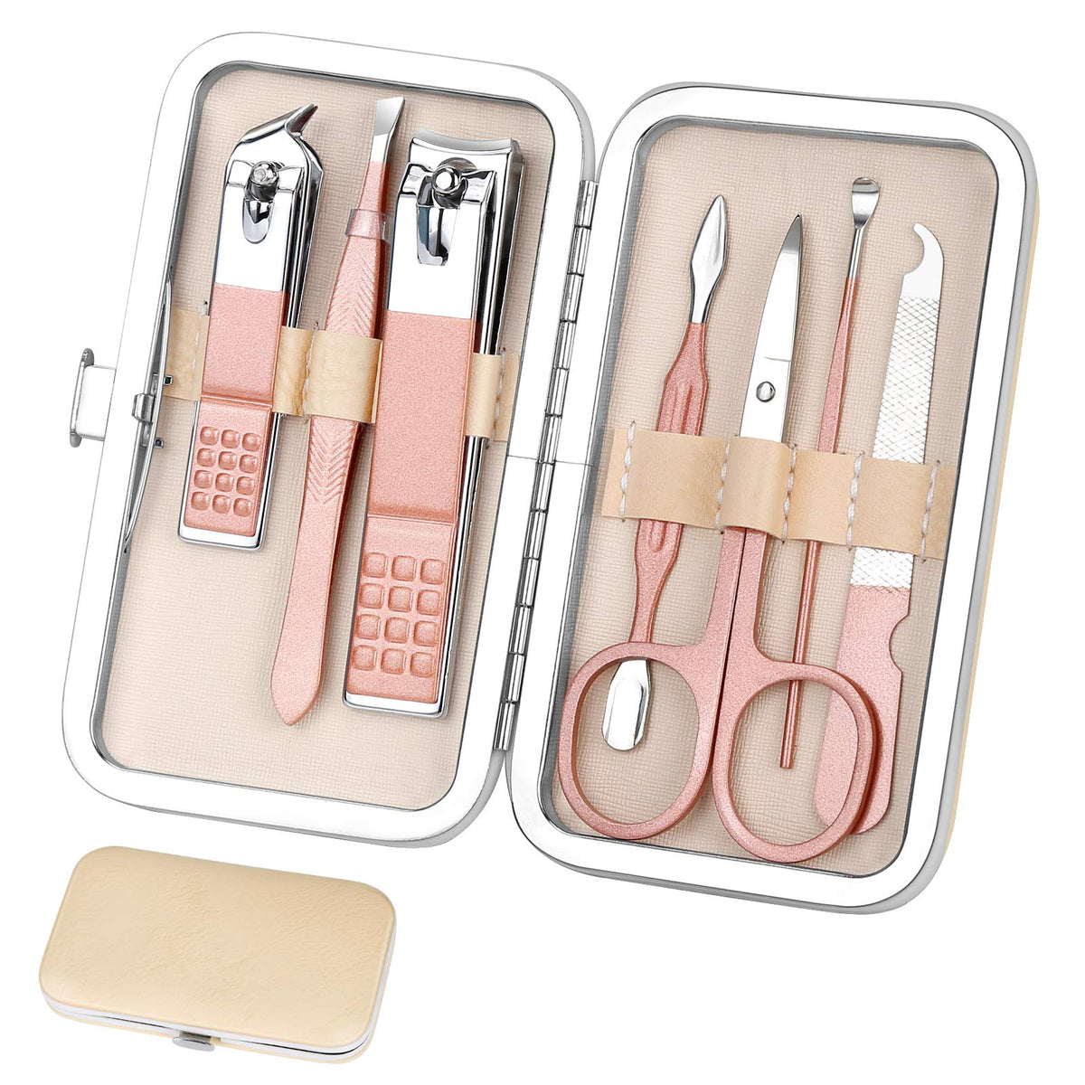 Aceoce set de manicura con estuche portátil para viaje y cuidado diario