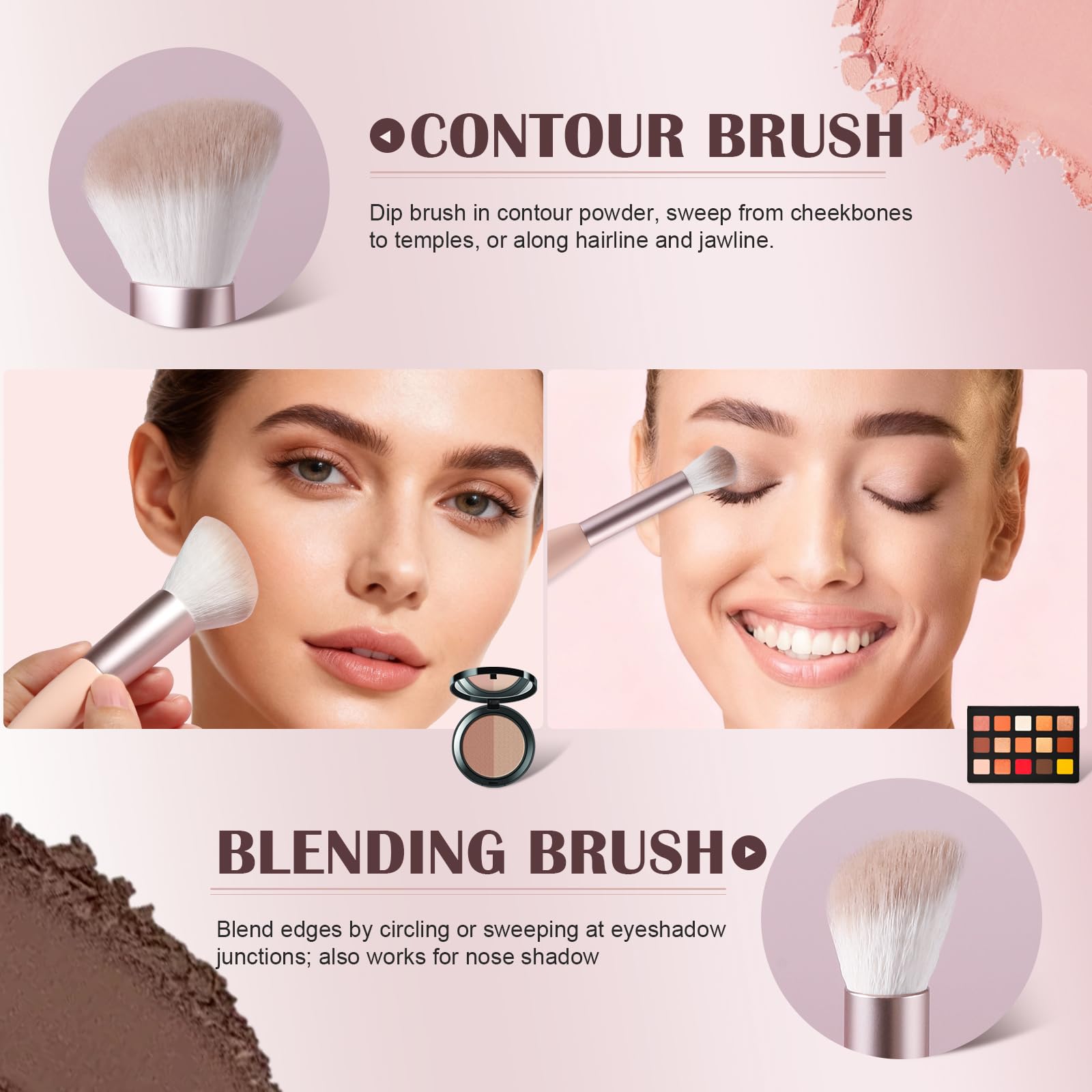 Pincel ACMEBEAUTY de doble extremo para base líquida, mezcla homogénea