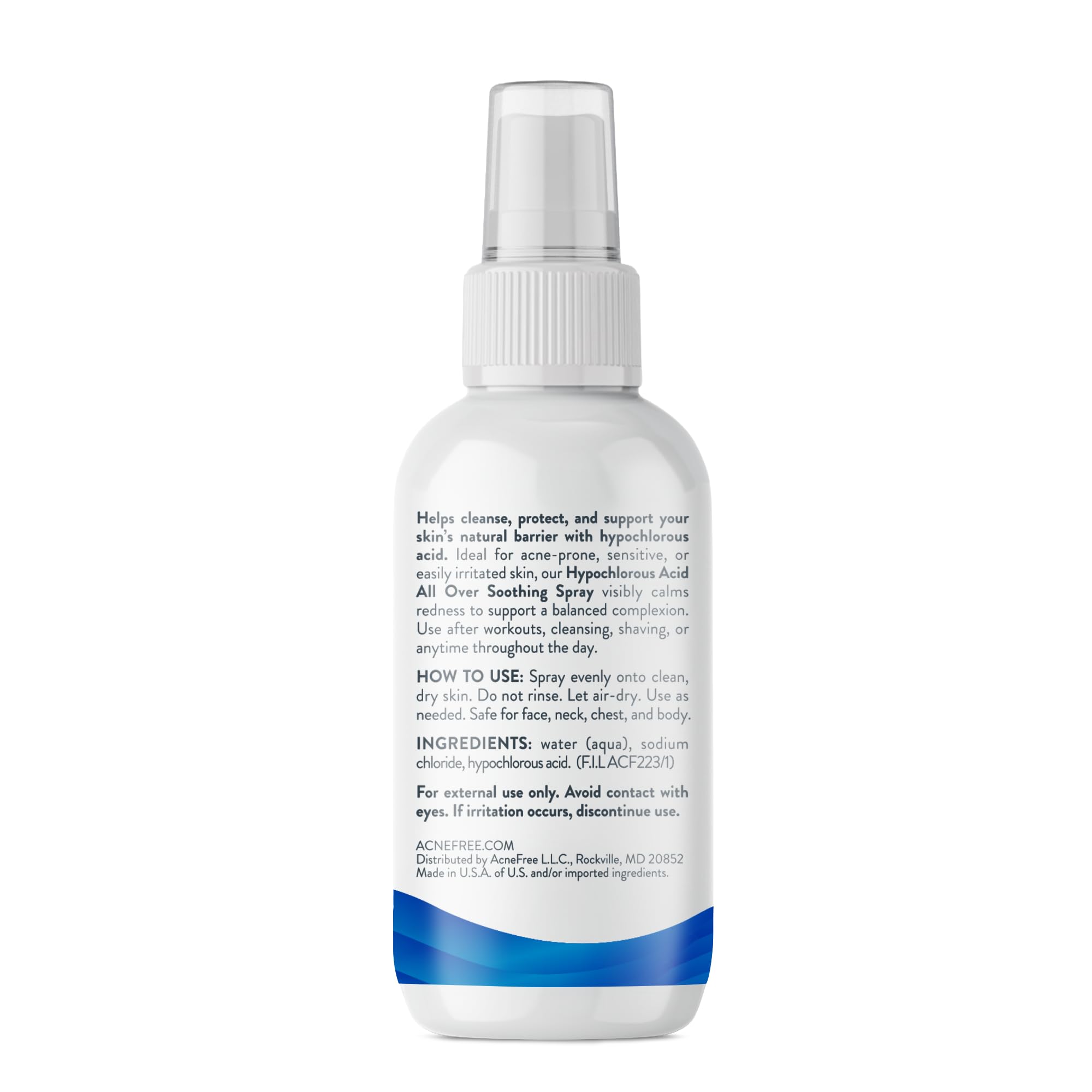 AcneFree hipocloroso spray después del entrenamiento, calma y refresca la piel
