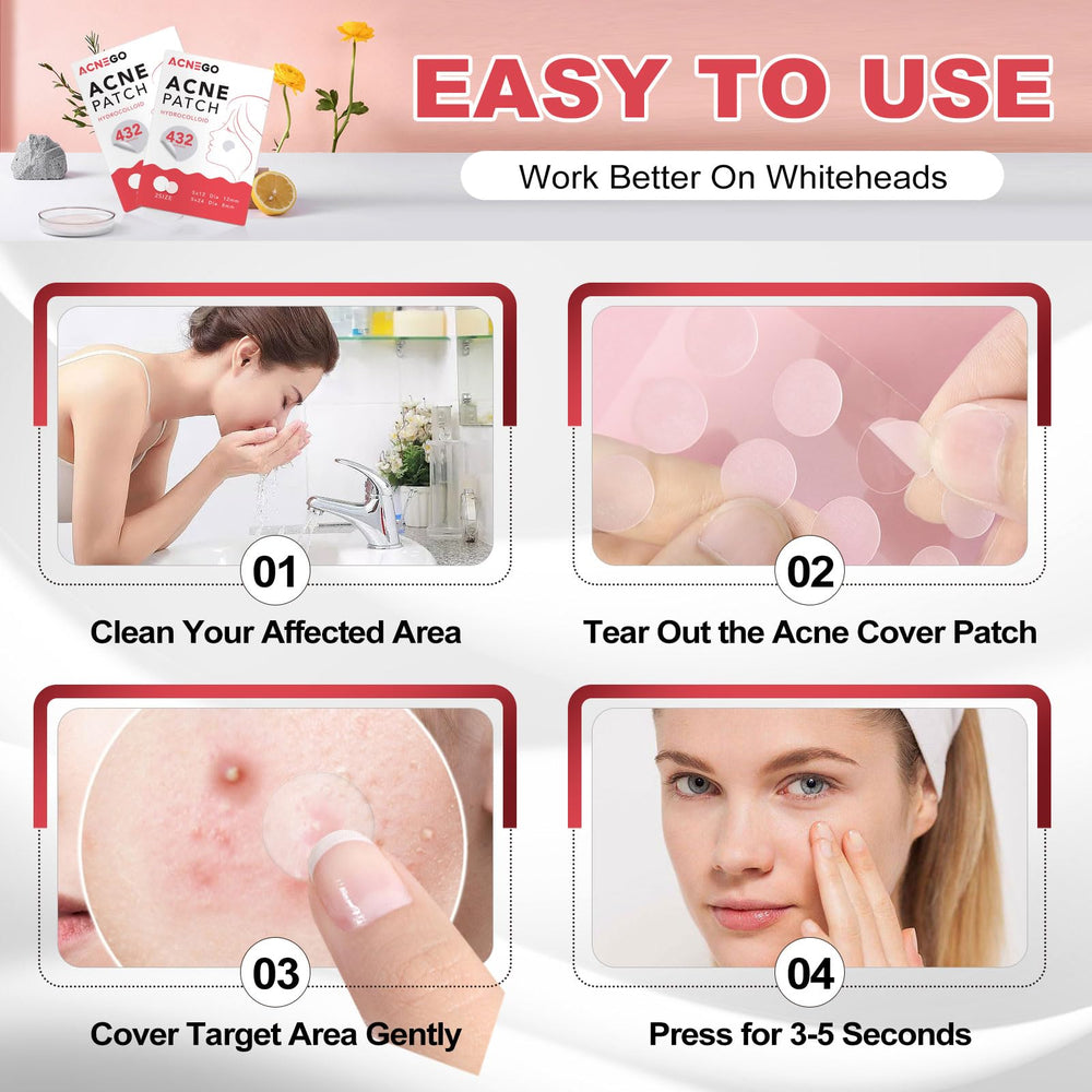 AcneGo patches absorb fluids to support a cleaner-looking blemish.