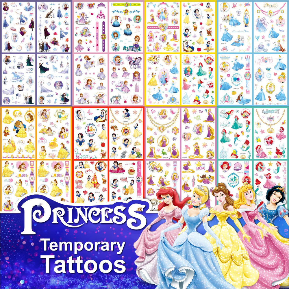 ACSAUMMY tatuajes princesas 40 hojas, ideal para fiestas infantiles.