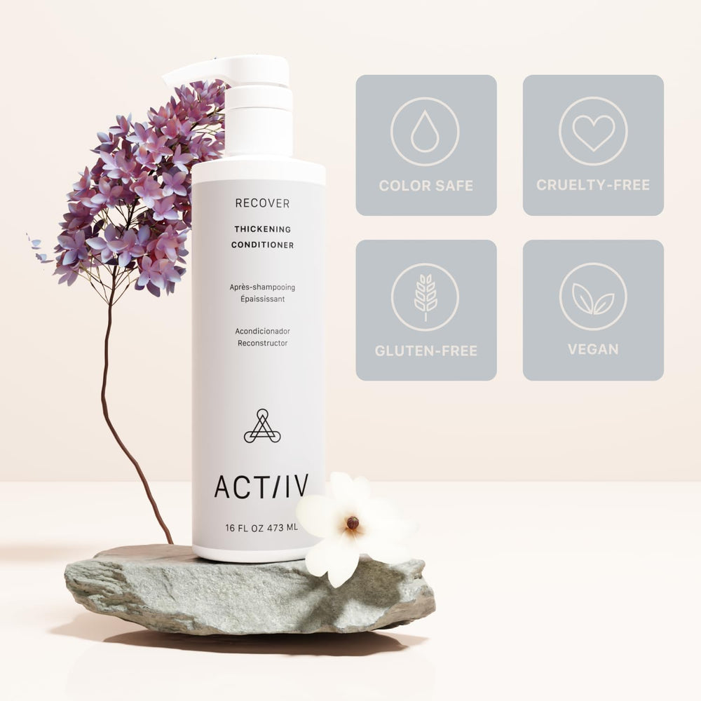 ACTIIV Recover Conditioner etiquette-design-sobre montre un packaging épuré et pratique