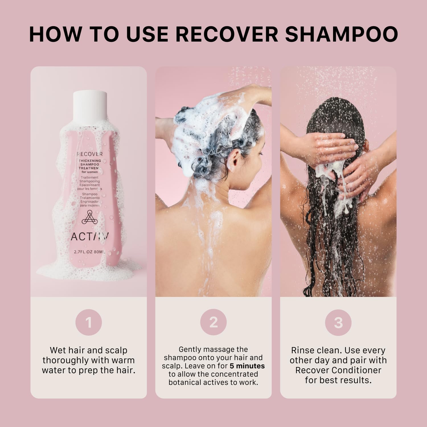 ACTIIV Recover cabello húmedo luce volumen y densidad.
