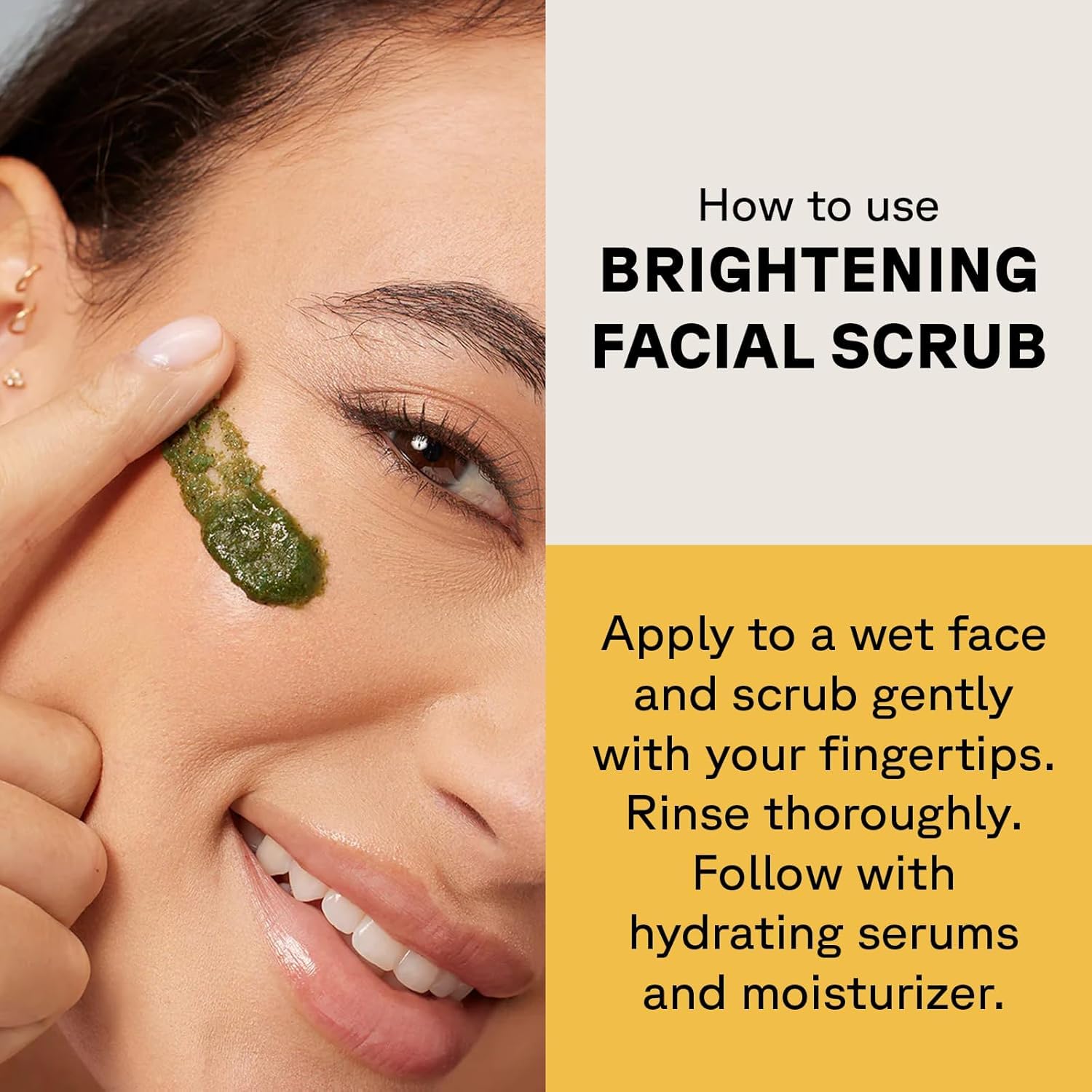 Lather forming during use of Acure Brightening Facial Scrub