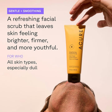 Lemon peel notes on Acure Brightening Facial Scrub providing a refreshing feel