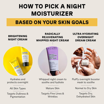 Frasco de 50 ml de crema de noche Acure para rostro y cuello.