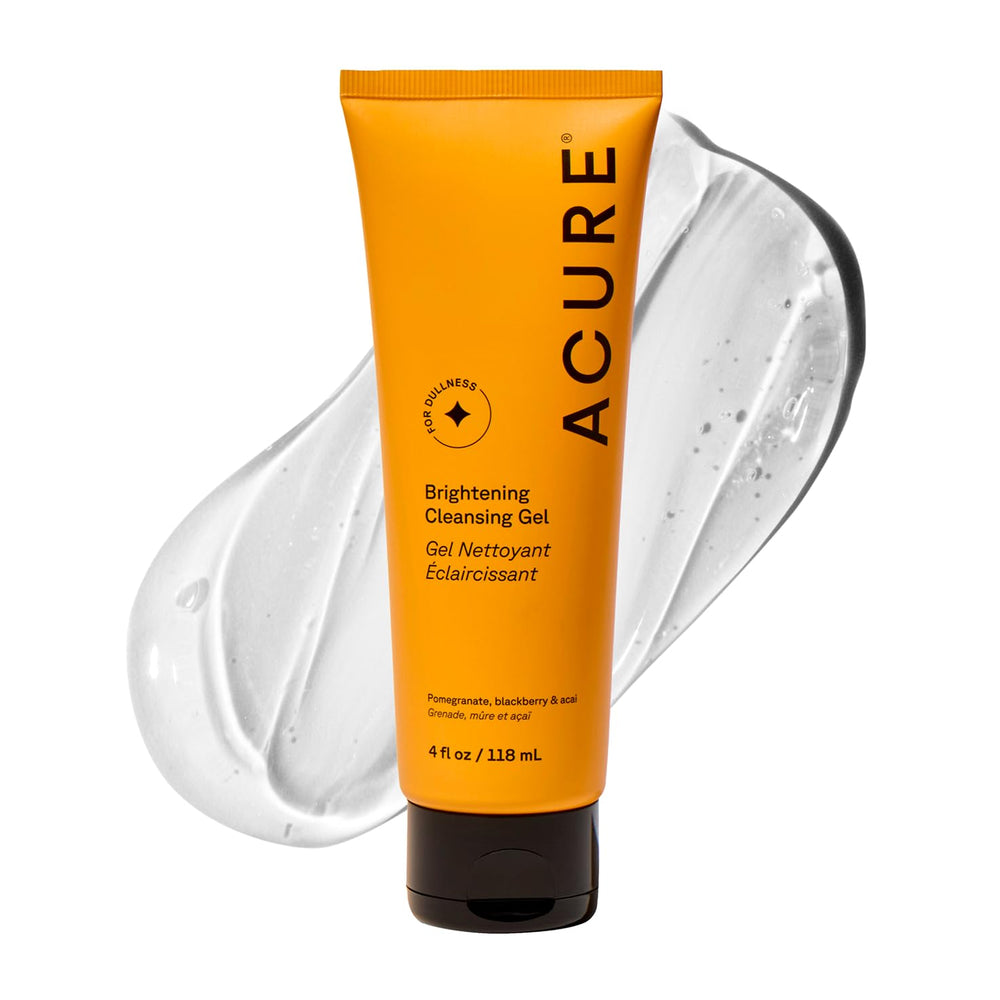 Acure Gel Iluminador en botella: limpieza suave para piel sensible y fresca.