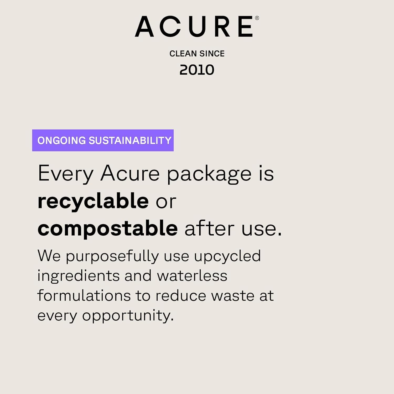 Acure Resurfacing, espuma en la piel, uso suave que revela claridad.