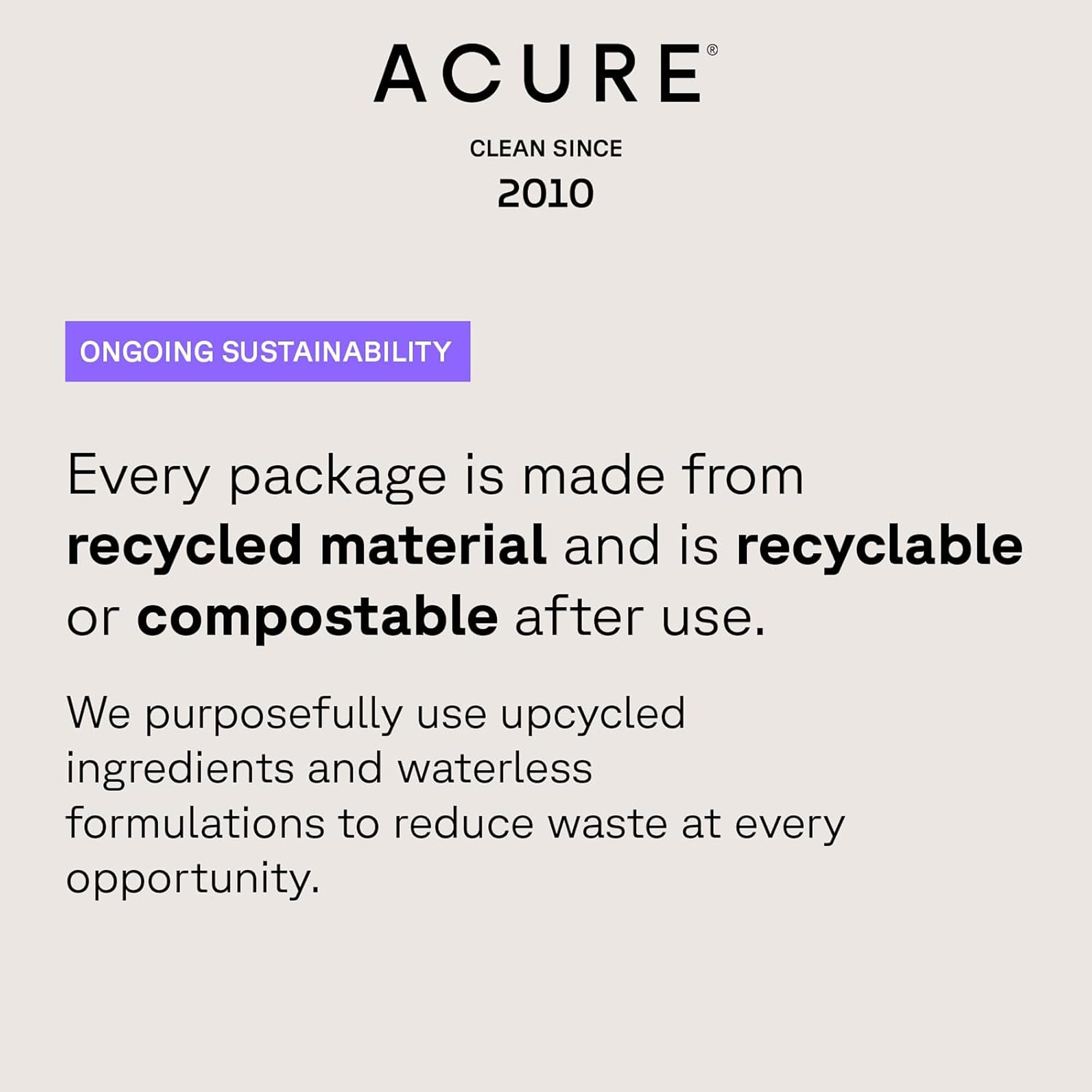 Acure Seriously Soothing es libre de sulfatos y crueldad, una opción vegana para el cuidado diario.