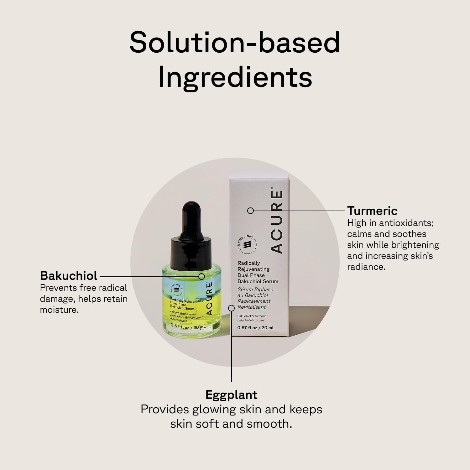 Acure Bakuchiol Fase Doble, textura suave: suaviza líneas finas.