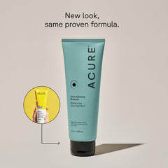 Acure Ultra Hydrating Shampoo pour demonstrates easy distribution for thorough cleansing.