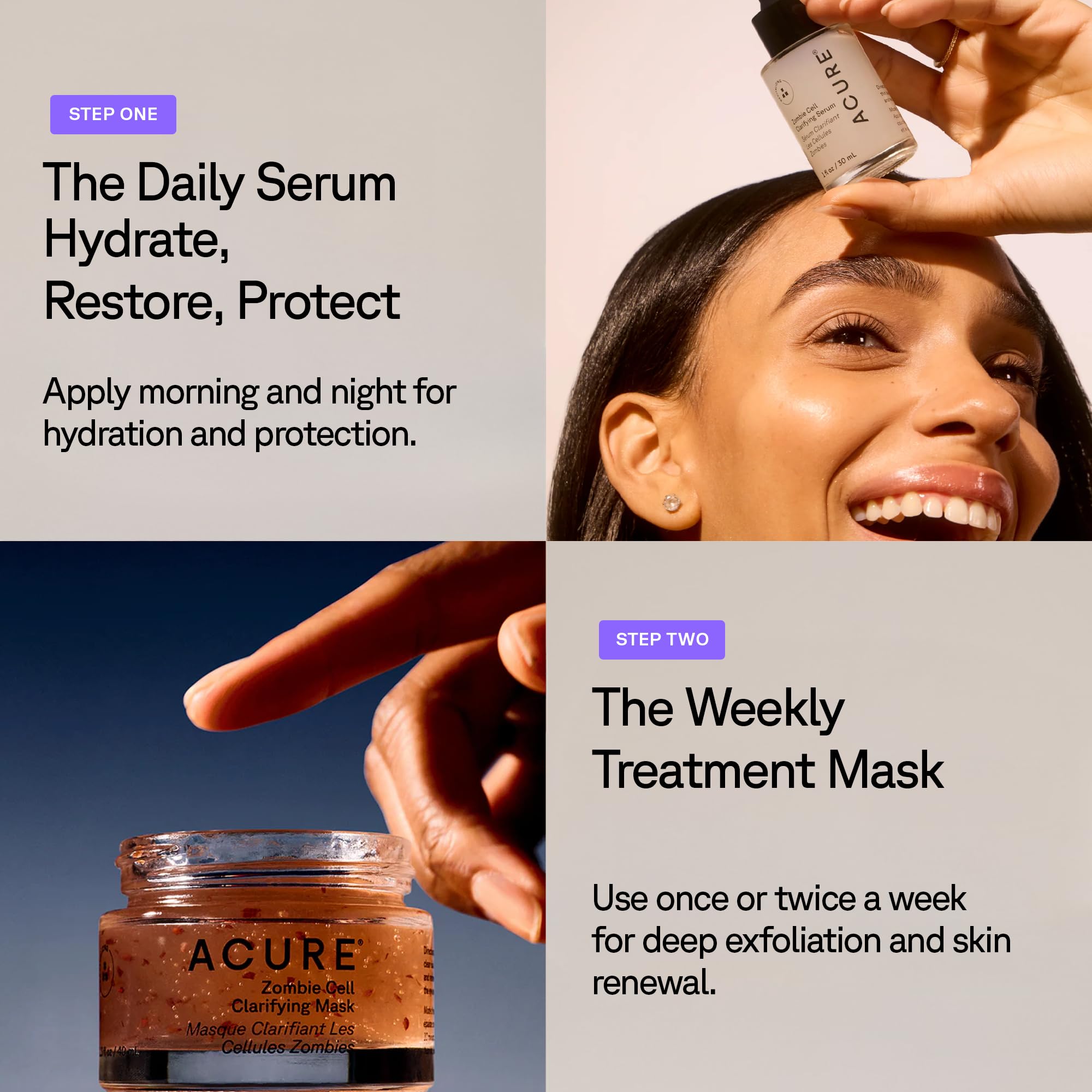 Acure Zombie Cell Desintoxicar piel para aspecto más claro.