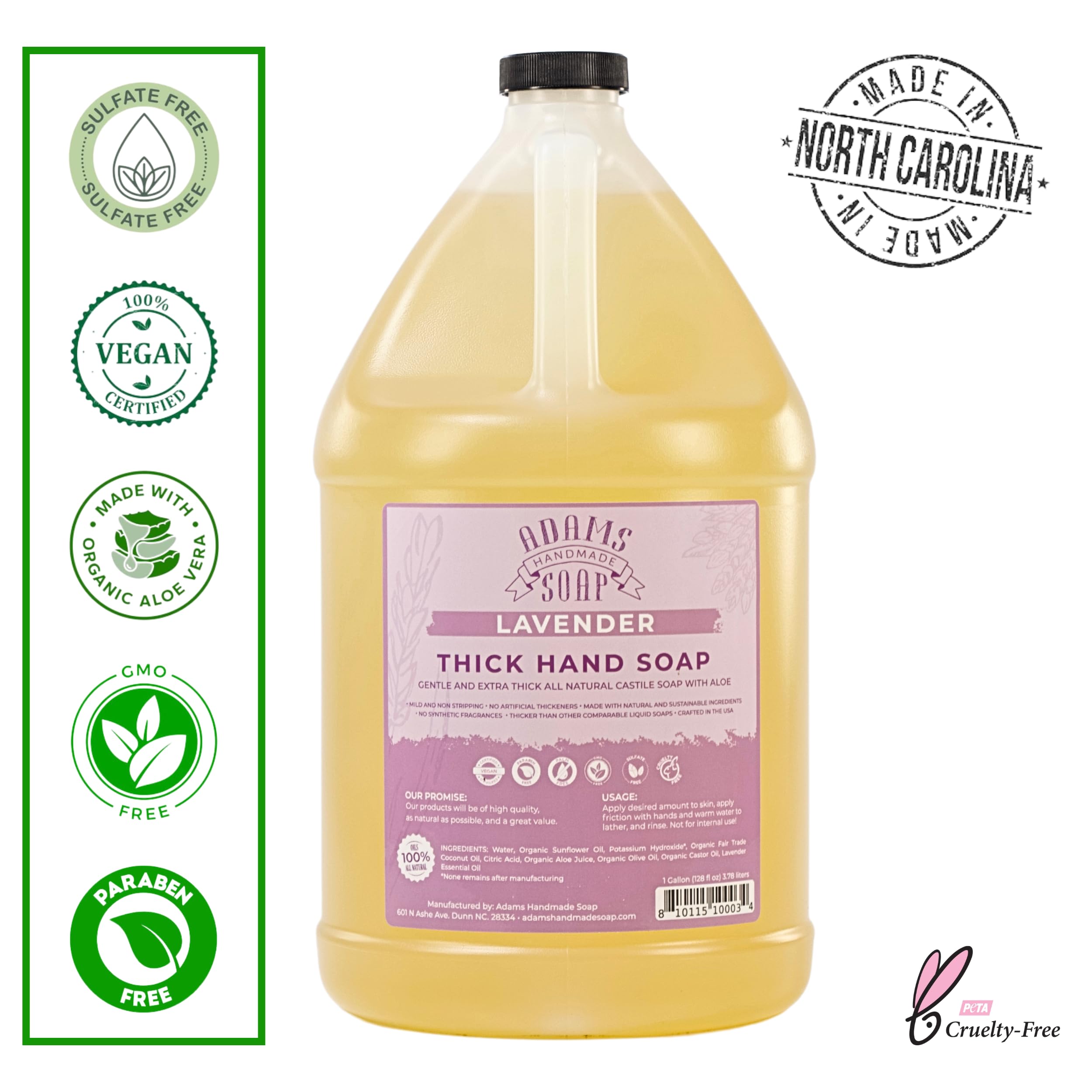 Adams Handmade Soap Lavanda, dispensador de espuma: suavidad y limpieza diaria.