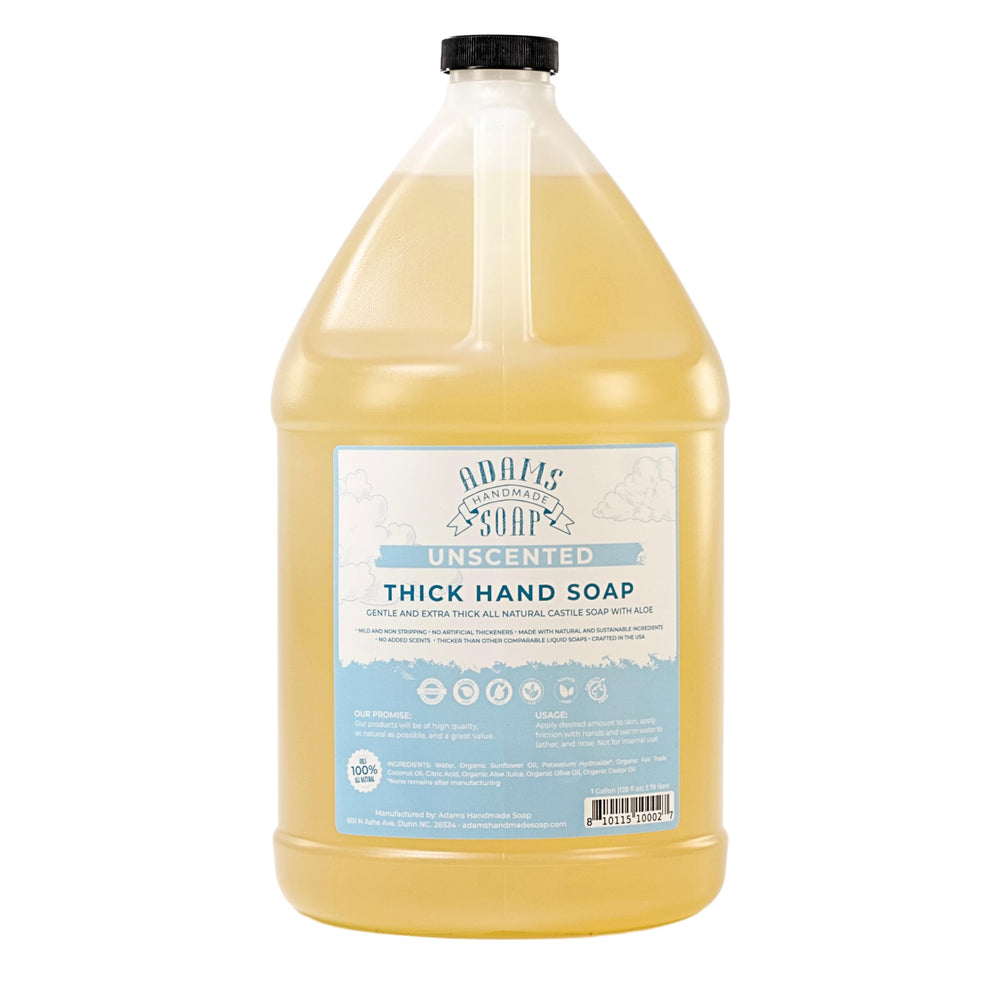 Adams Handmade Soap: jabón líquido castile denso para lavado de manos suave y eficaz.