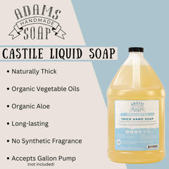 Adams Handmade Soap: recarga de 1 galón de jabón castile para uso prolongado y económico.