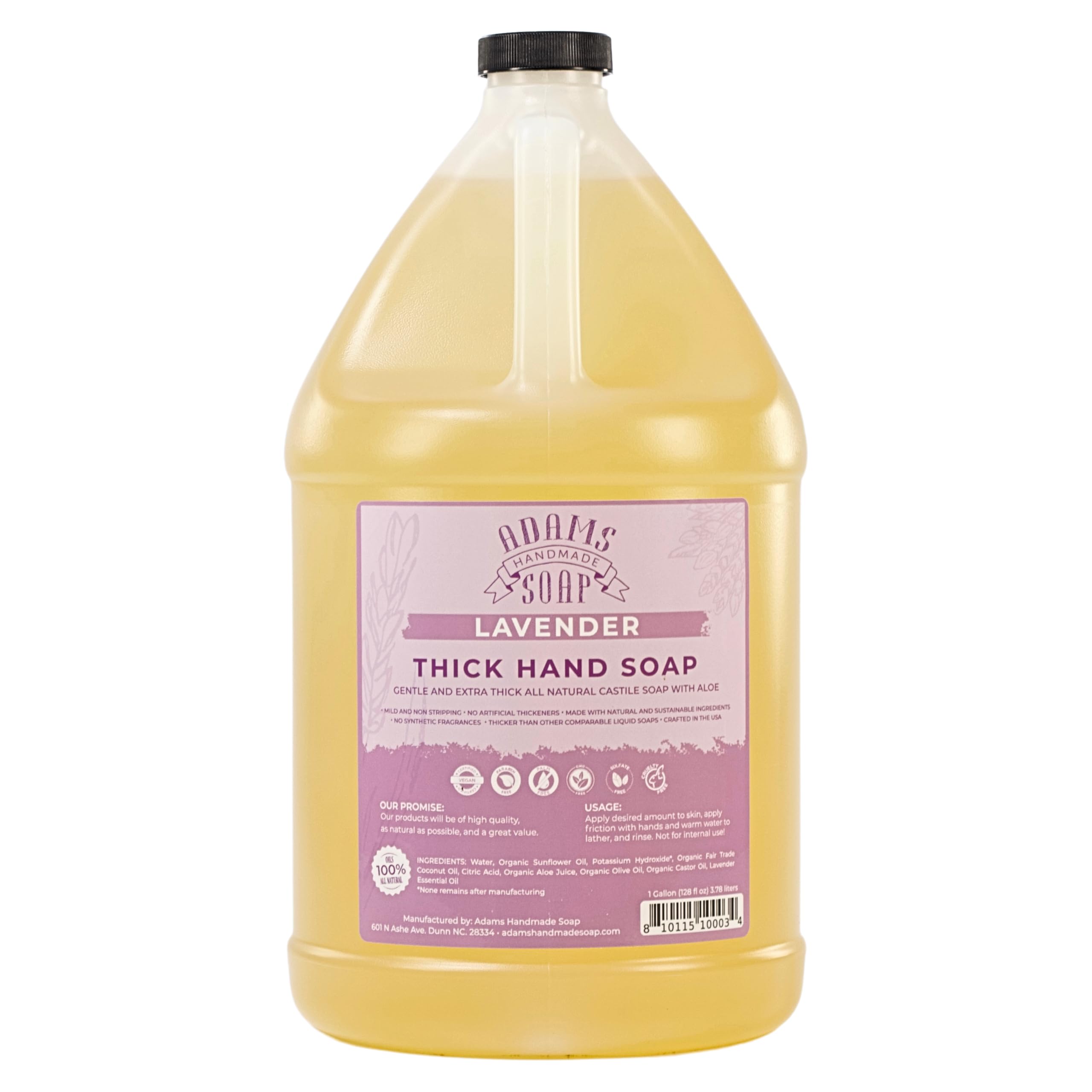 Adams Handmade Soap Lavanda, galón relleno: jabón concentrado y ecológico para uso diario.