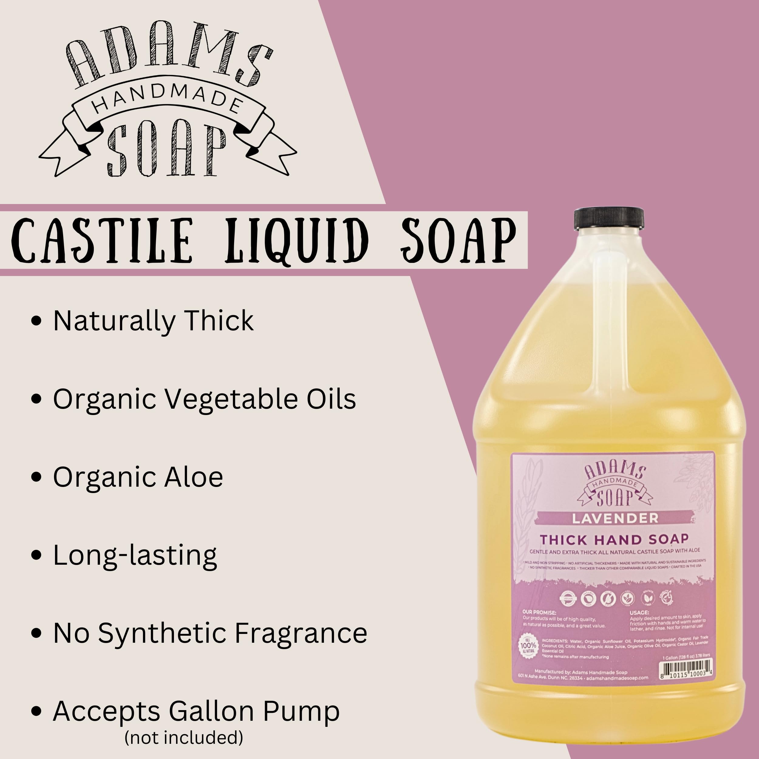 Adams Handmade Soap Lavanda, textura cremosa: limpieza eficaz y agradable experiencia sensorial.