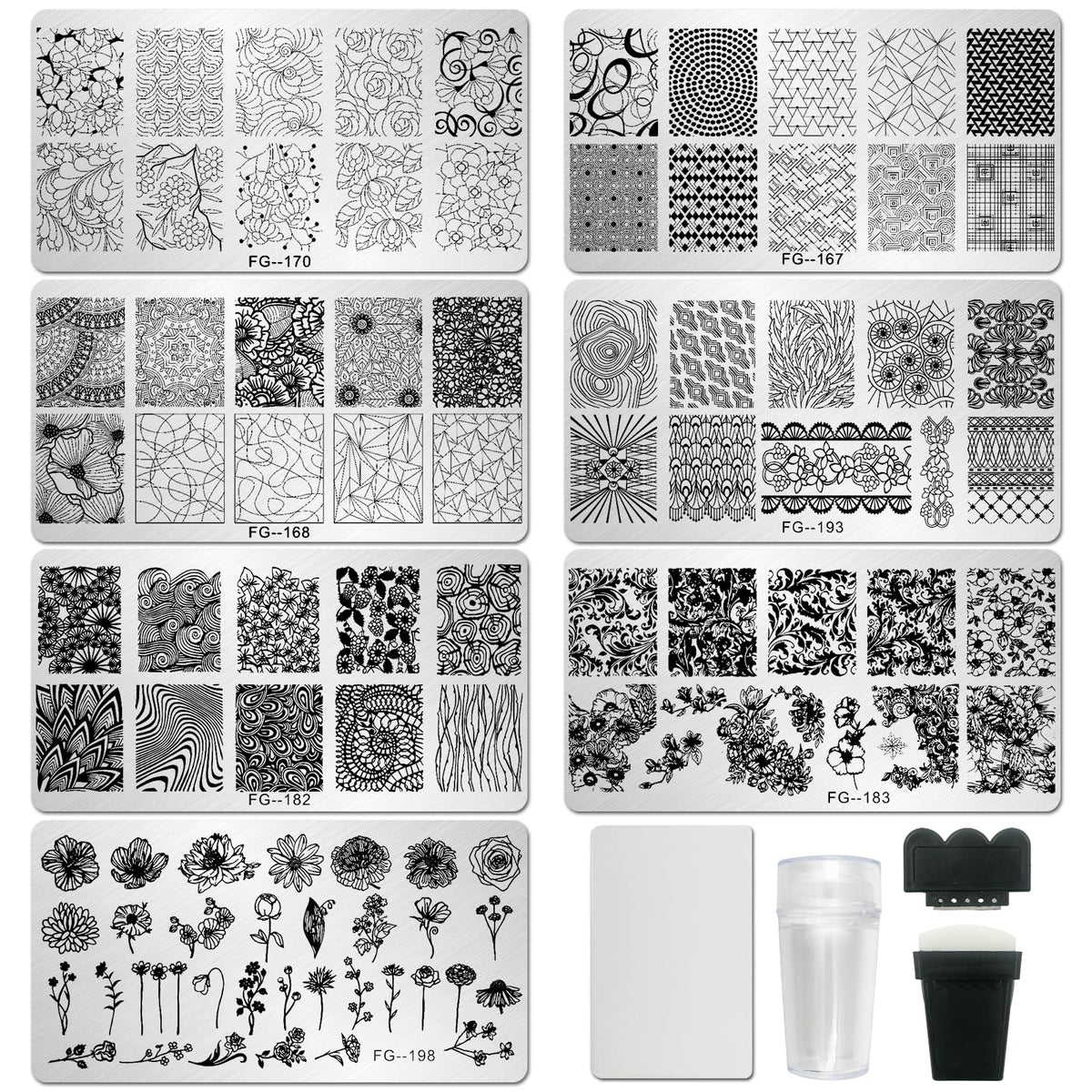 AddFavor placas estampado uñas geometricas para diseños modernos y faciles