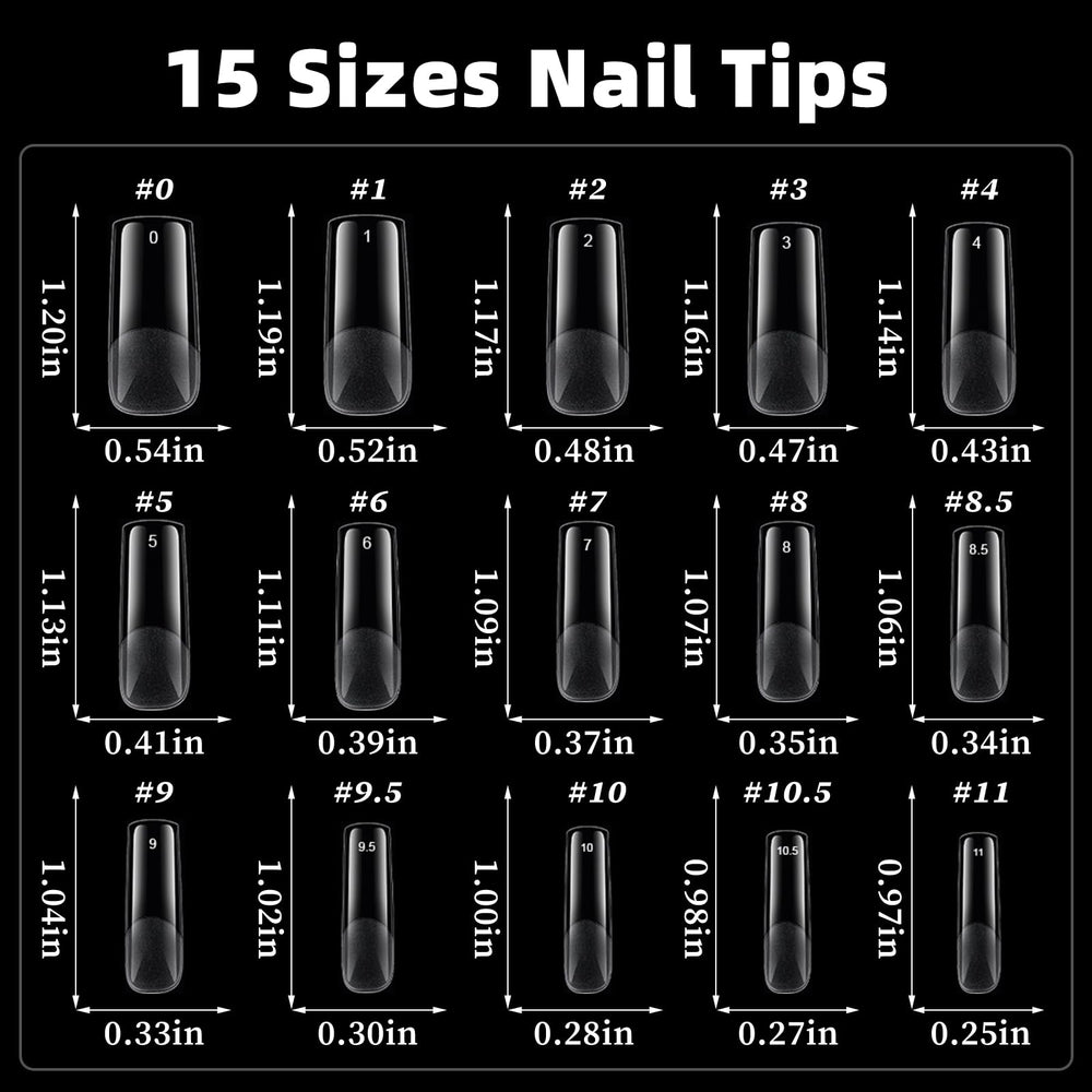 AddFavor tips cuadradas versátiles para uñas acrílicas, polvo dip o uñas adhesivas.