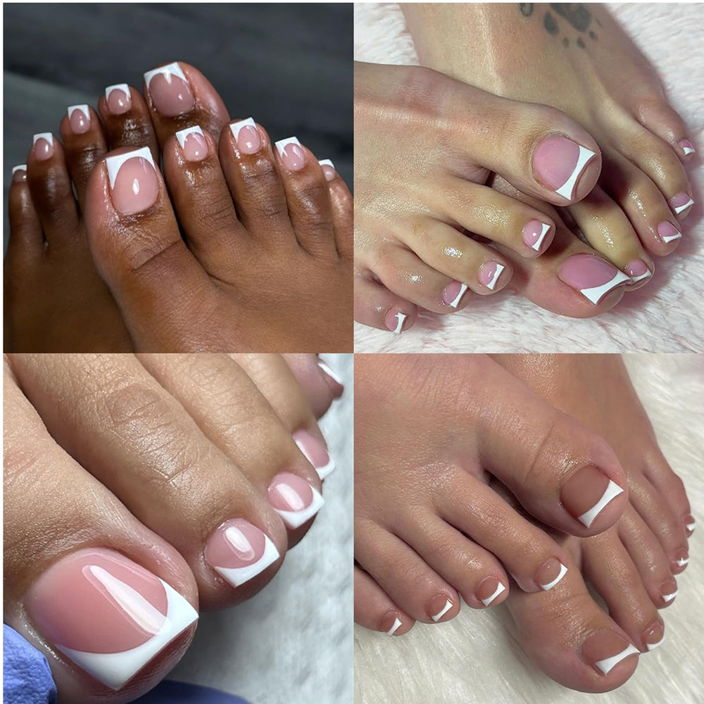 AddFavor uñas cuadradas francesas, aplicación rápida sin limar, aspecto profesional.