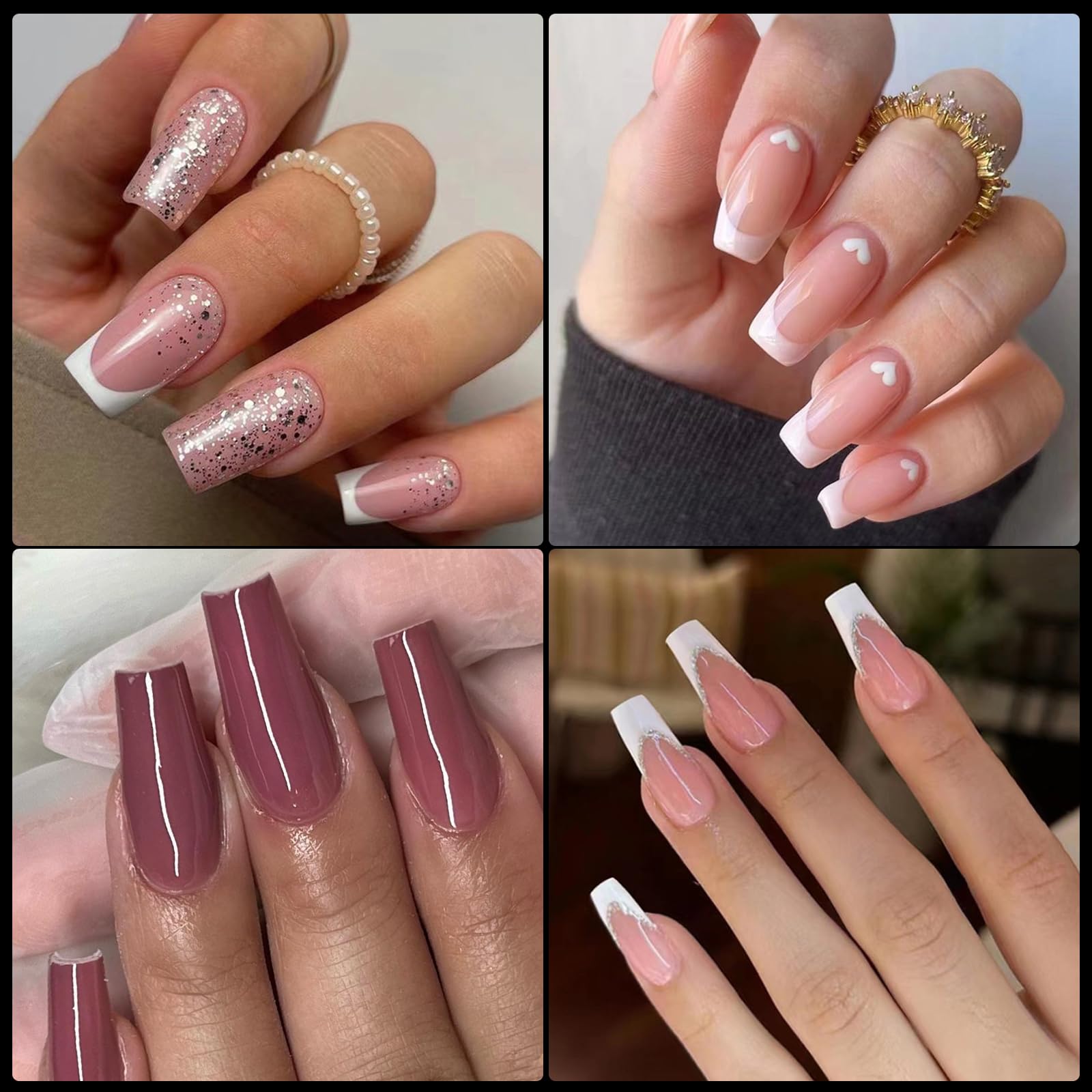 AddFavor uñas cuadradas de gel suave, tamaño mediano, ajuste cómodo.
