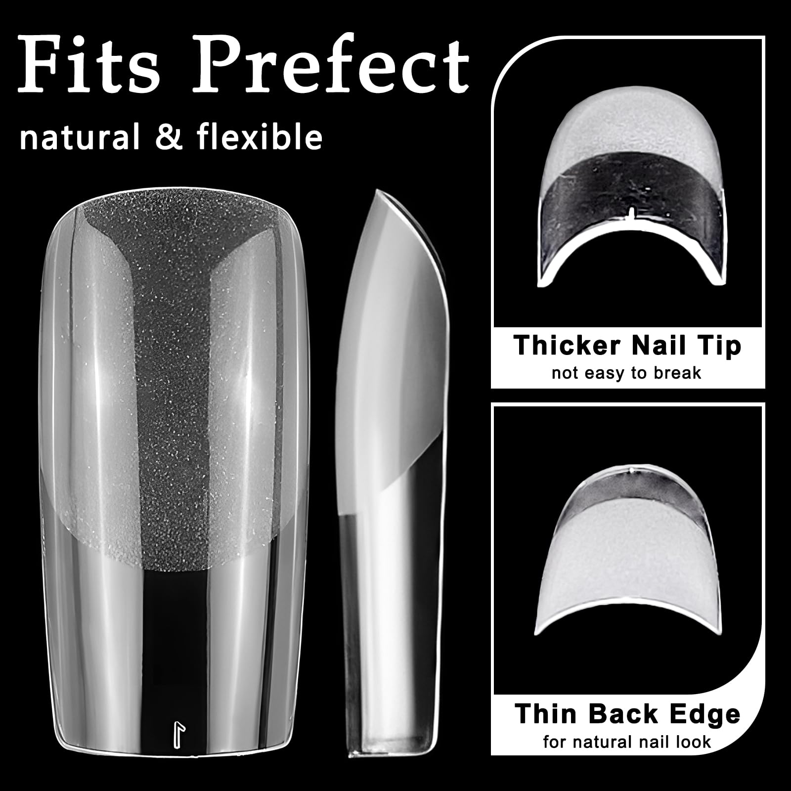 AddFavor uñas falsas transparentes para un aspecto natural y cómodo.