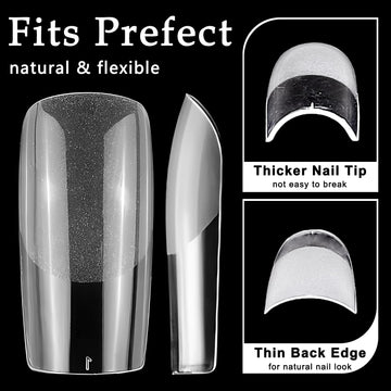 AddFavor uñas falsas transparentes para un aspecto natural y cómodo.