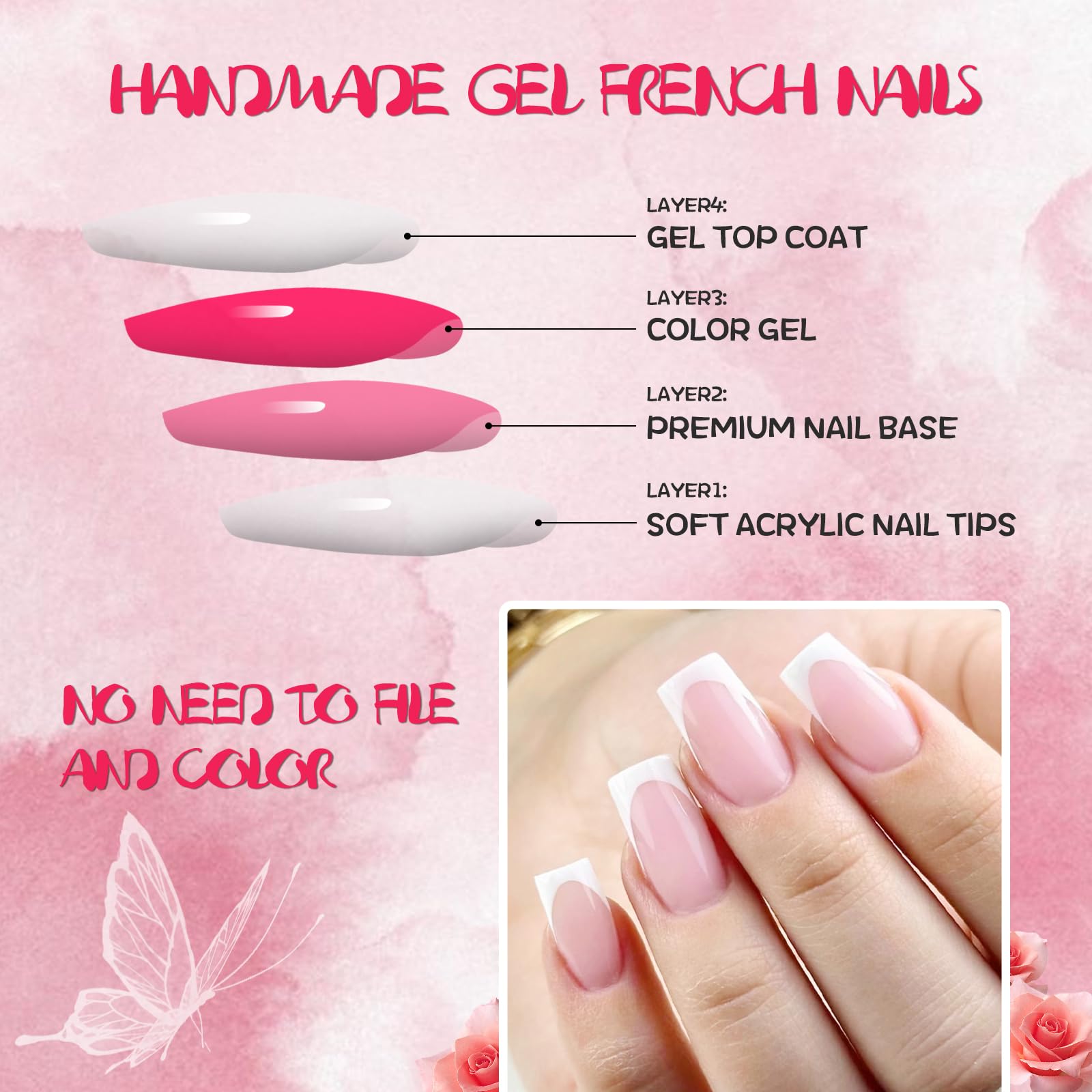 AddFavor uñas frances tono neutro con brillo para un look natural.