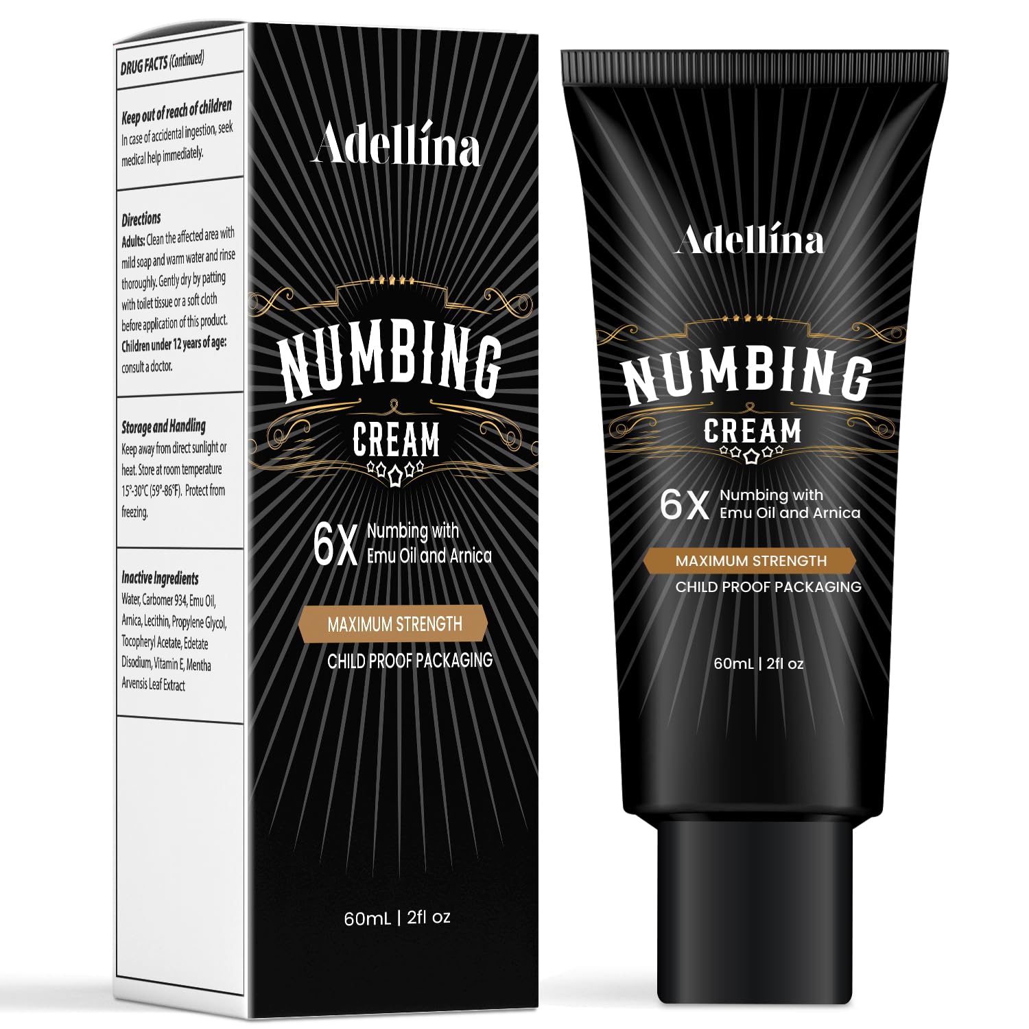 Adellina crema anestésica máxima 60 g, sensación calmante al contacto.
