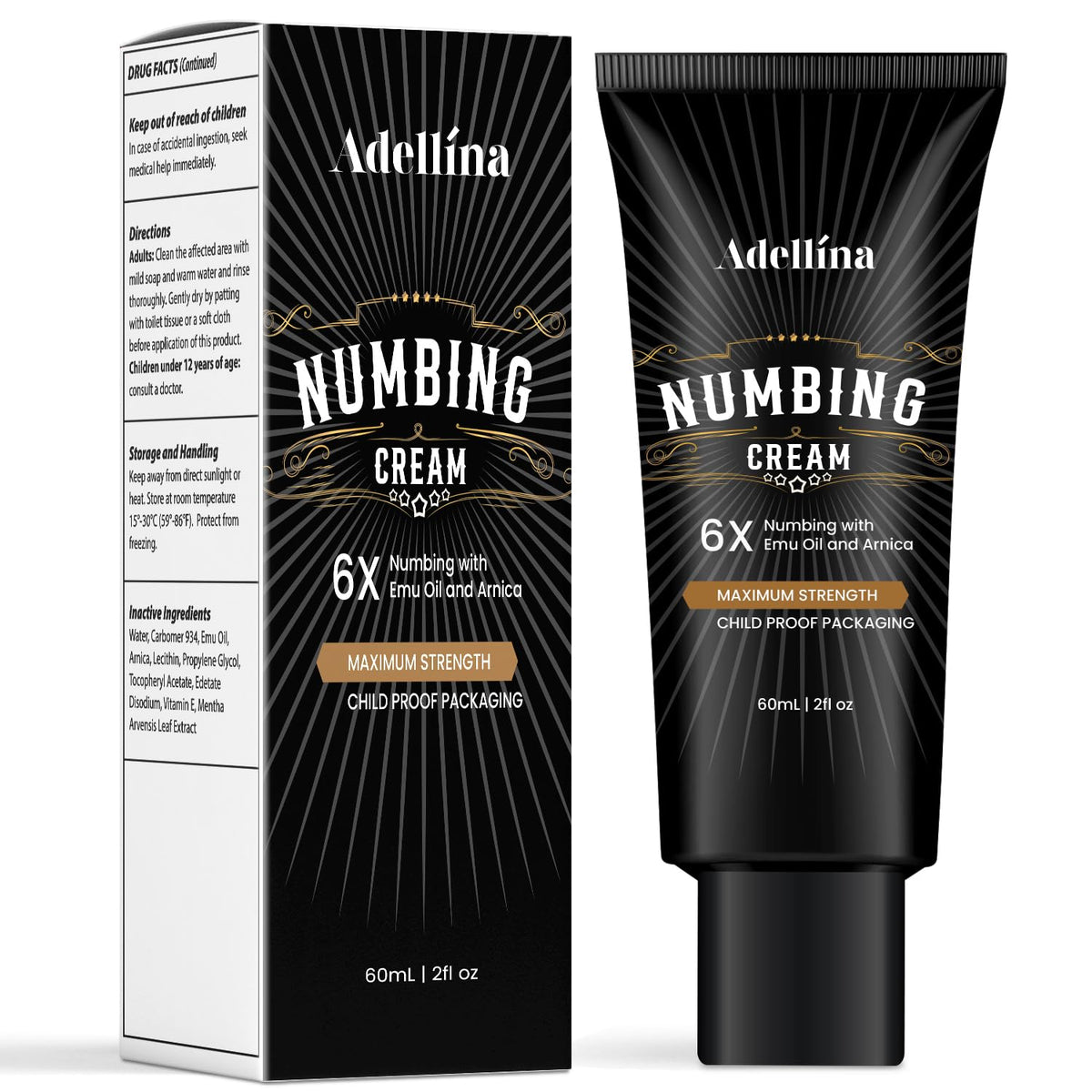 Adellina crema anestésica máxima 60 g, sensación calmante al contacto.