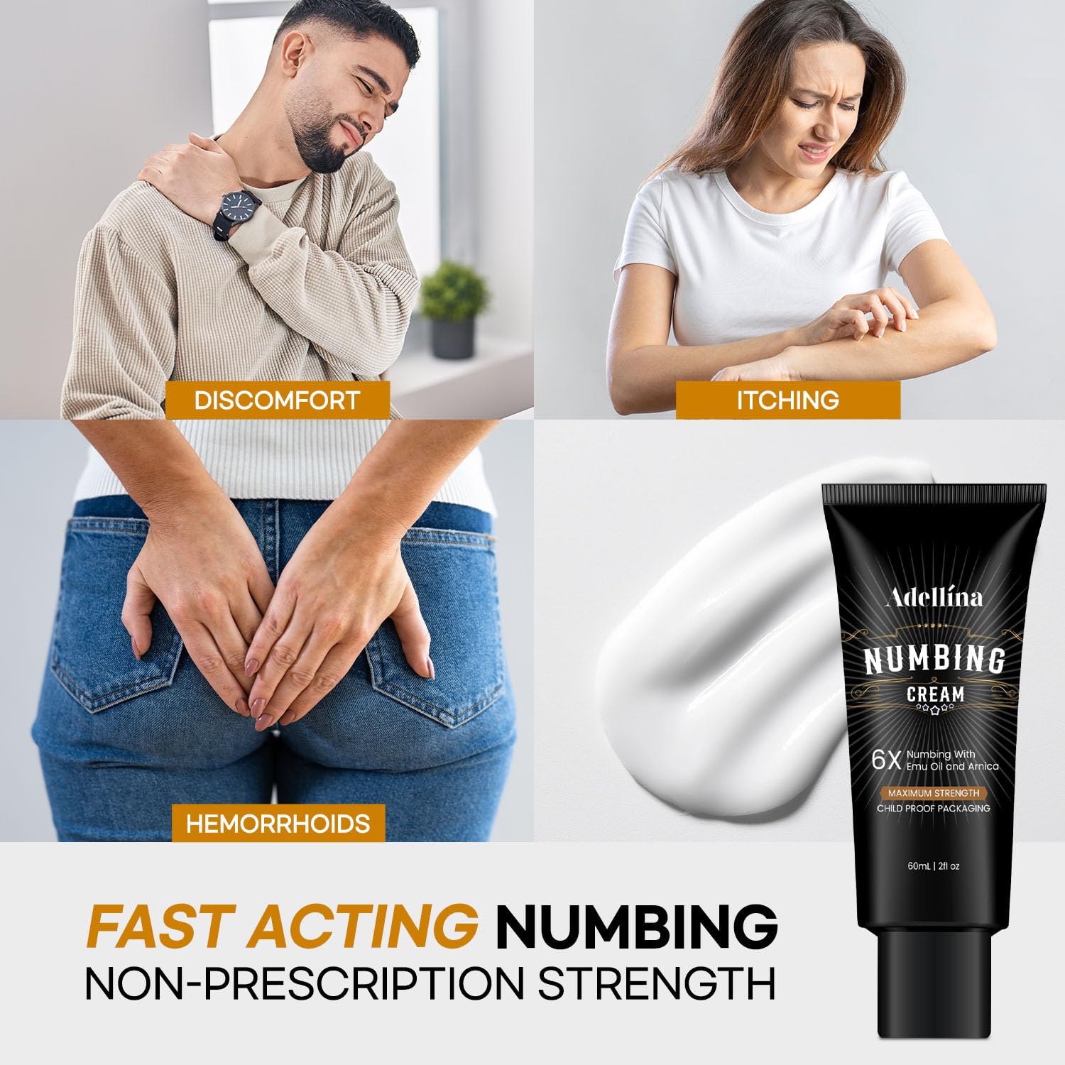 Adellina con Arnica y Emú, ingredientes para piel suave y cuidada.