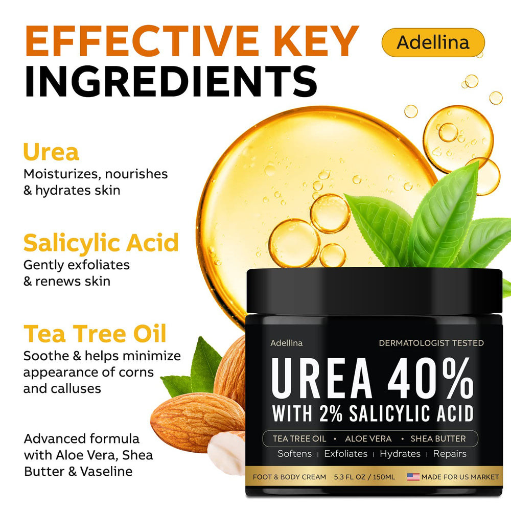 Adellina Urea Cream 40% texture close-up showing rich moisturizing formula.
